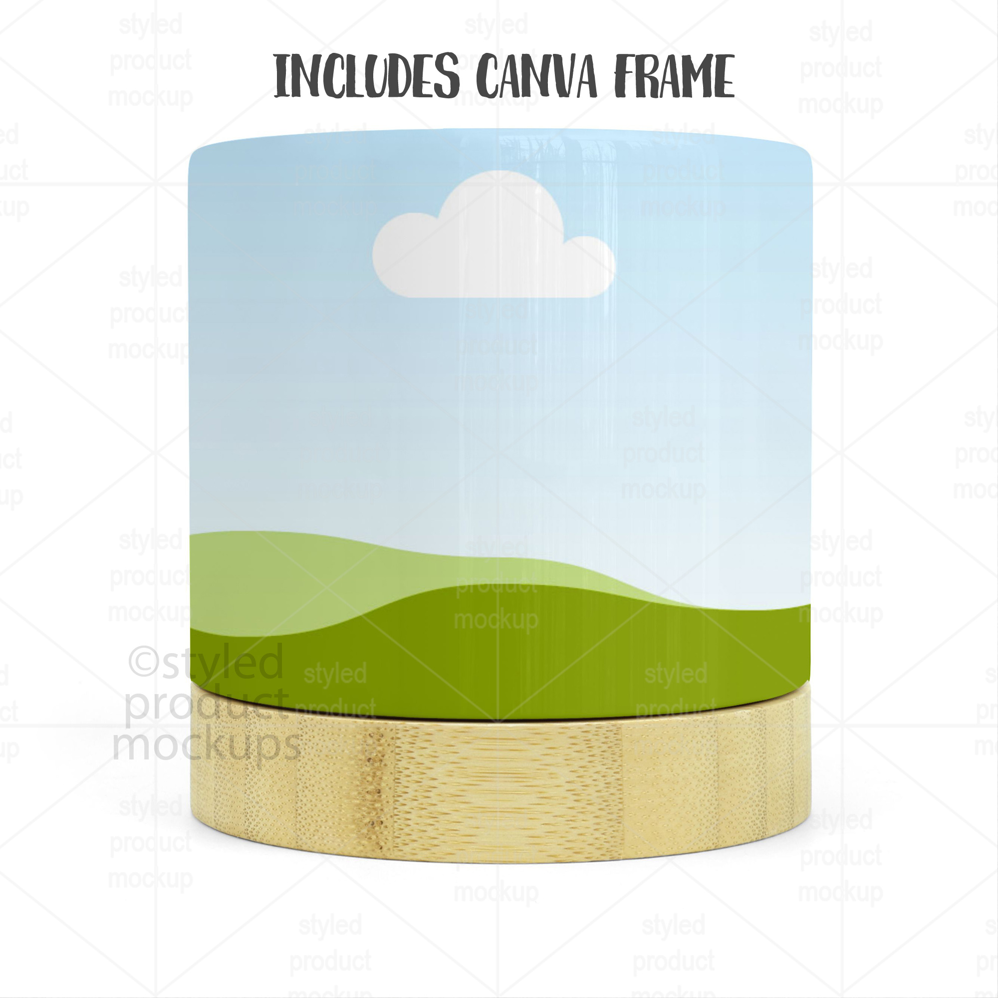 Ceramic Planter Mockup with Bamboo Base
