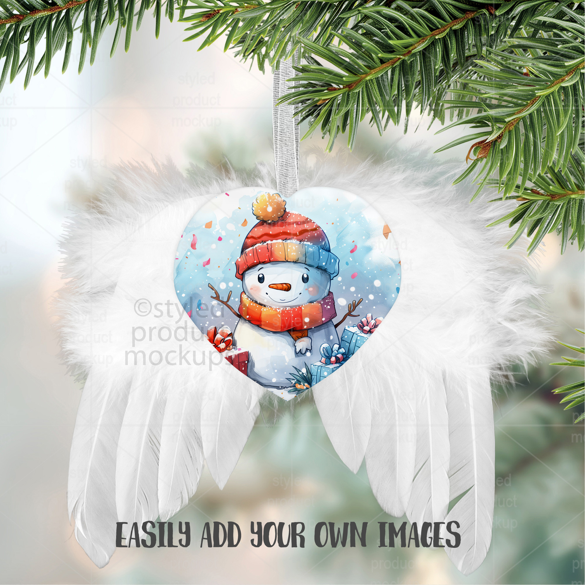 Feather Heart Ornament Mockup