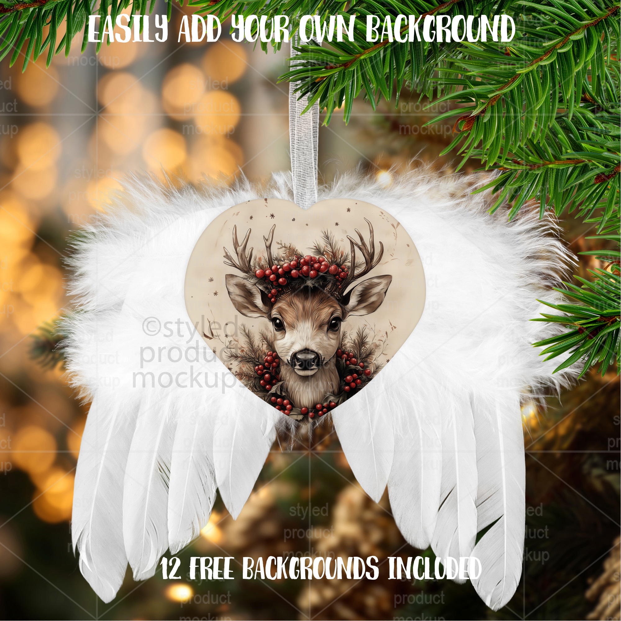 Feather Heart Ornament Mockup