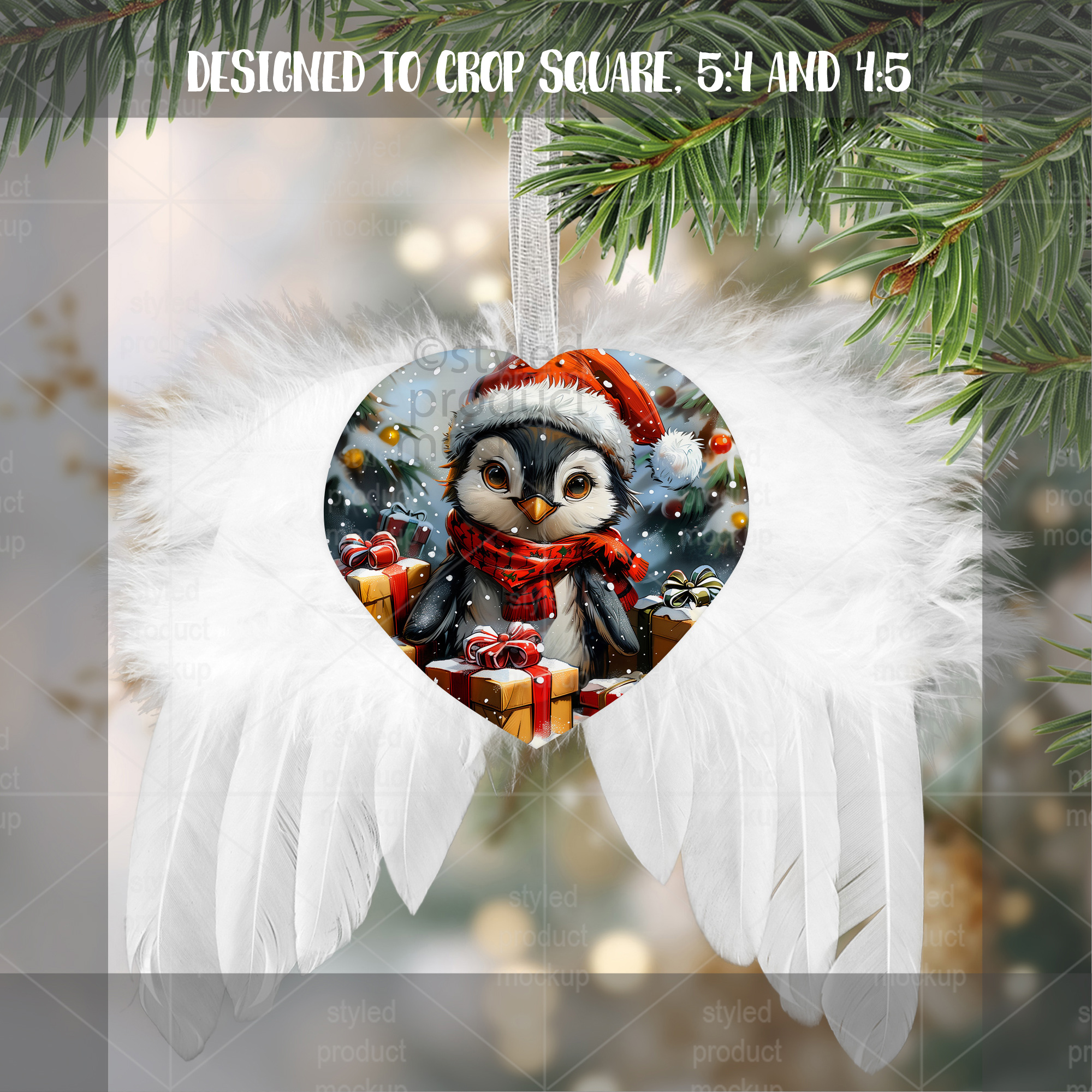 Feather Heart Ornament Mockup