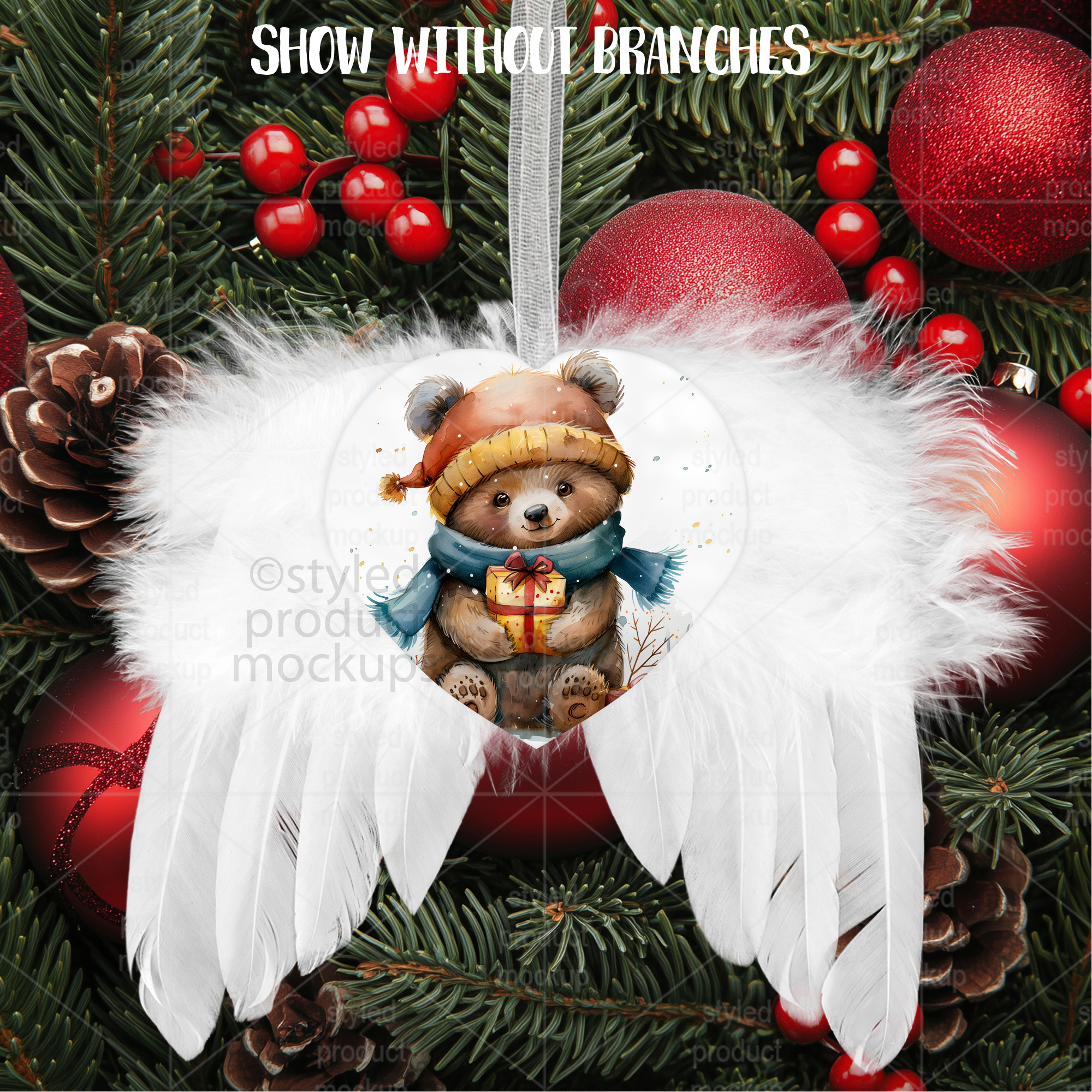 Feather Heart Ornament Mockup