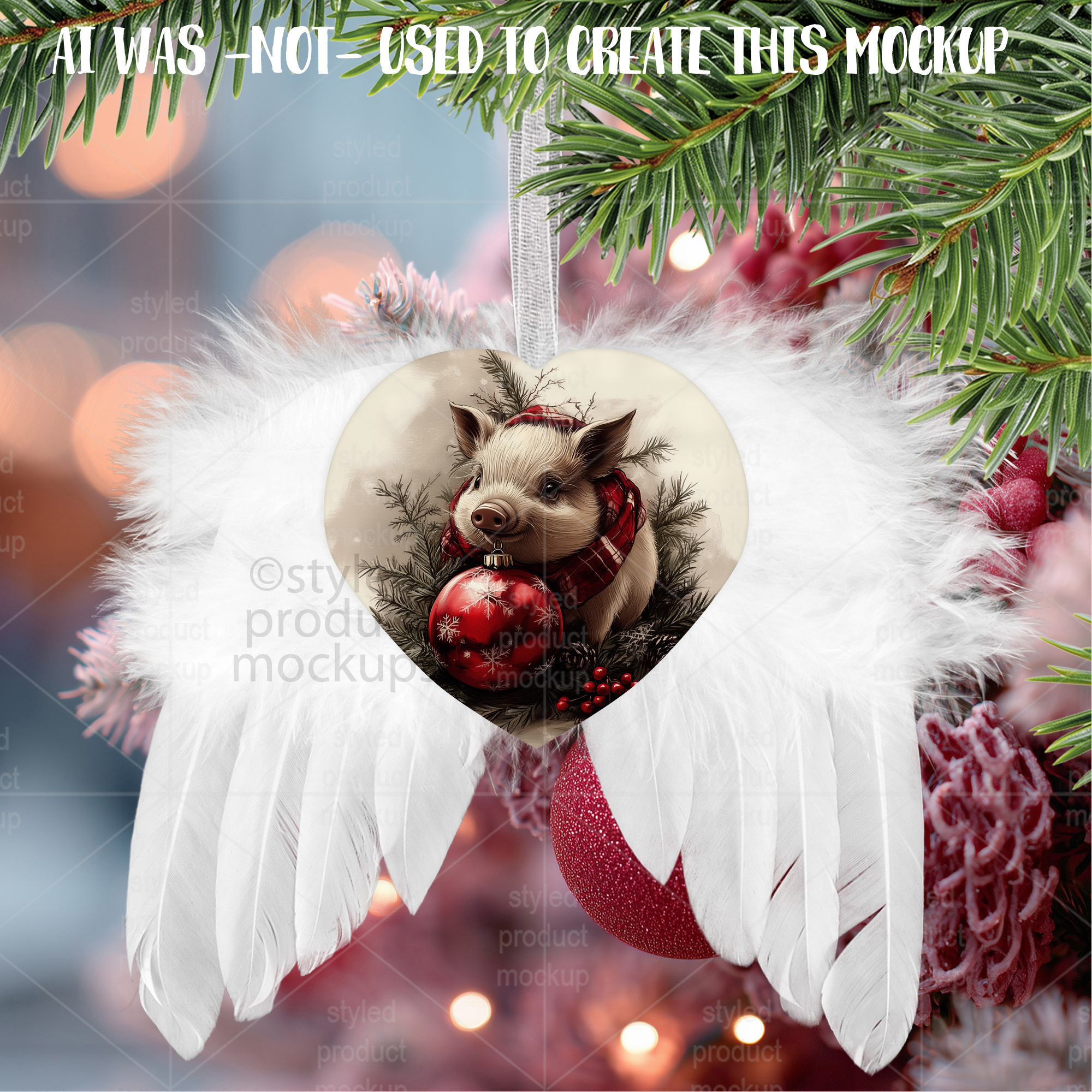 Feather Heart Ornament Mockup