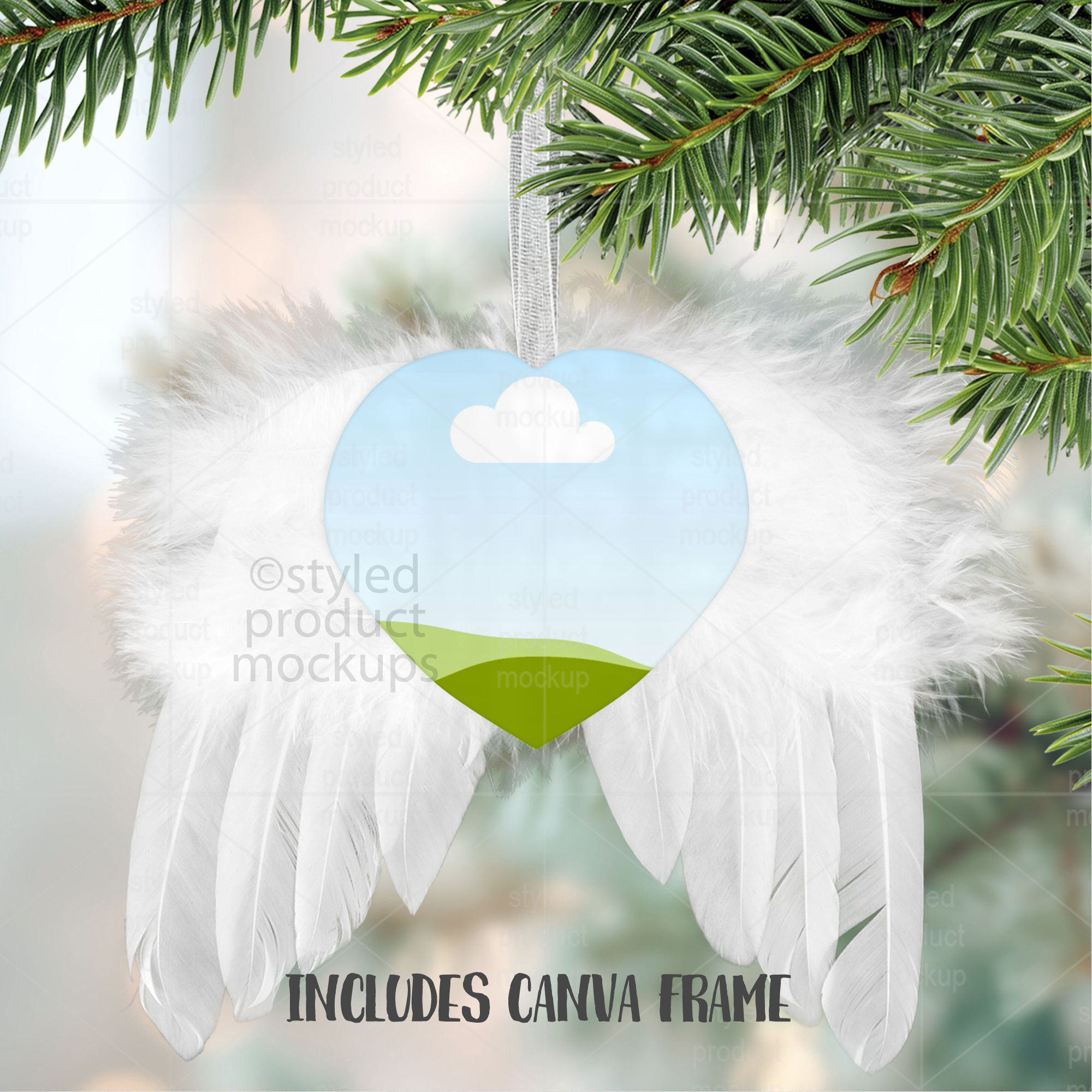 Feather Heart Ornament Mockup