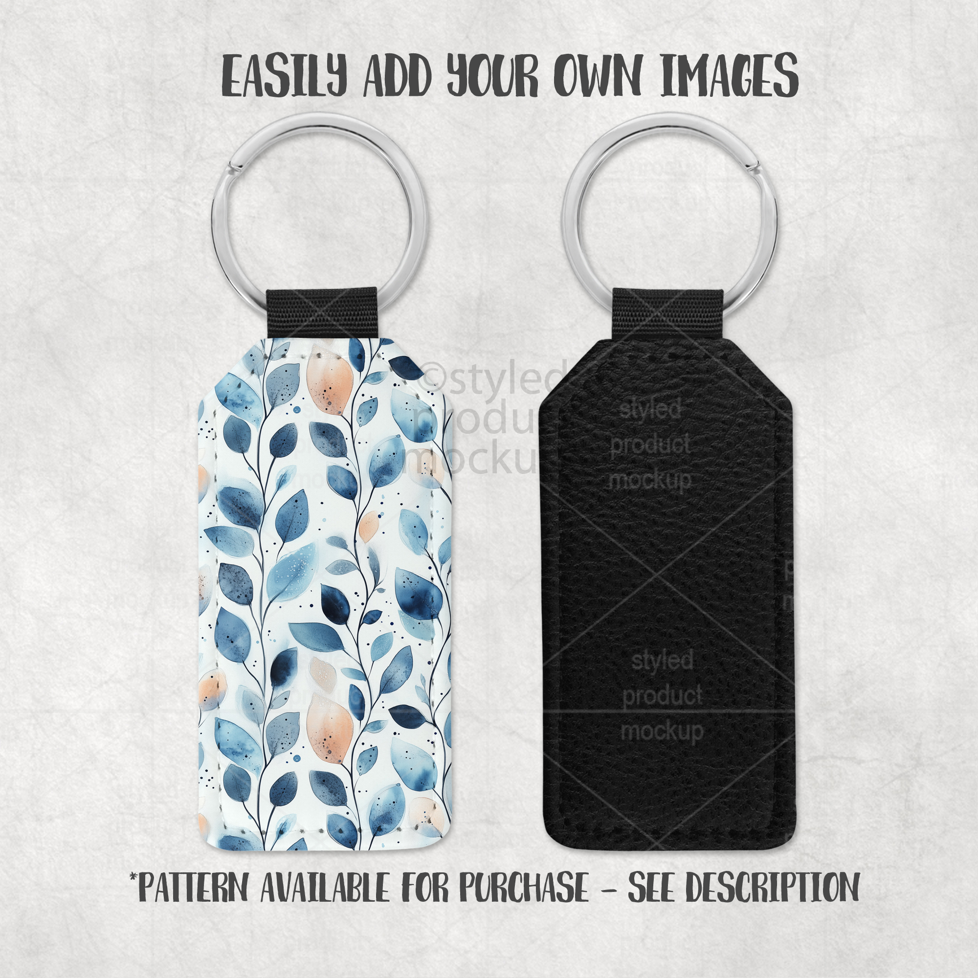 Rectangle Leather Keychain Mockup