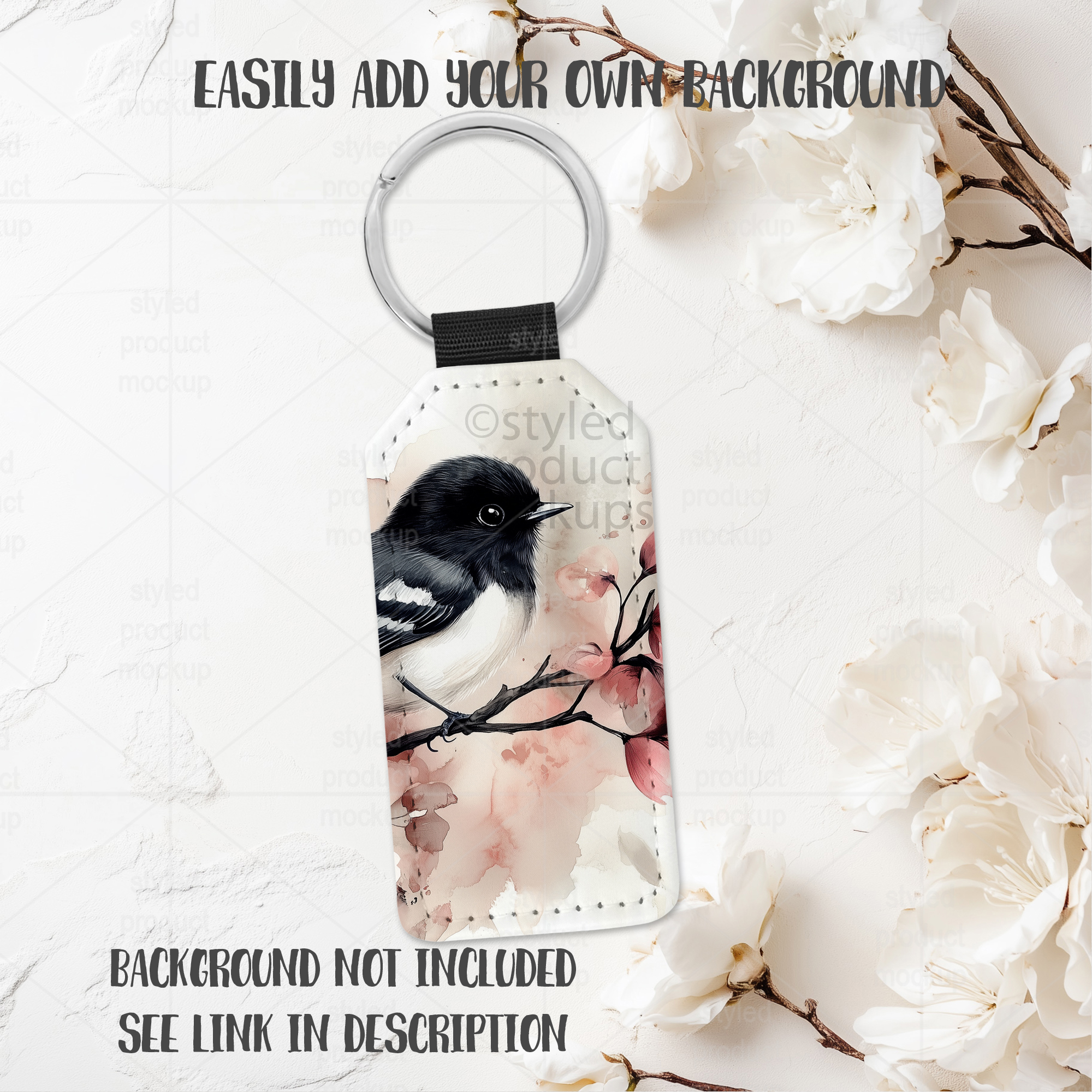 Rectangle Leather Keychain Mockup