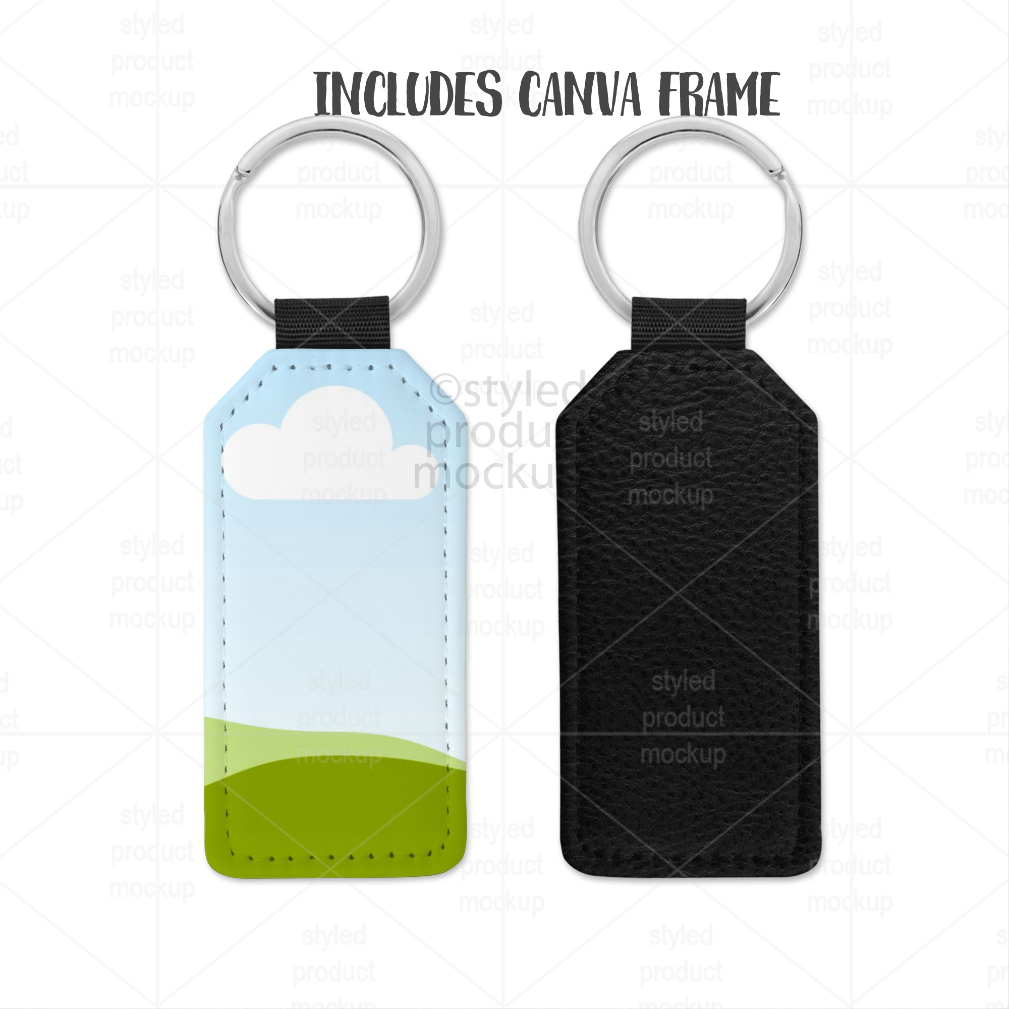 Rectangle Leather Keychain Mockup