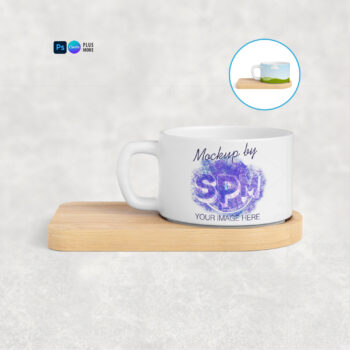 Matte Mug on Bamboo Tray Mockup