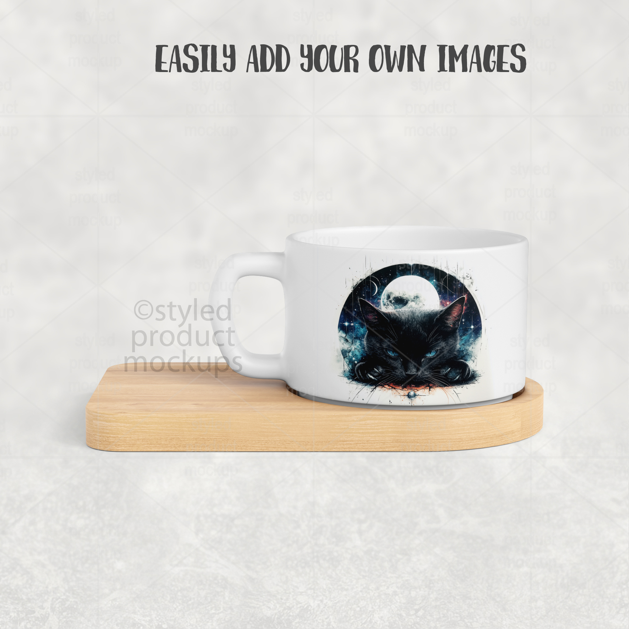Matte Mug on Bamboo Tray Mockup