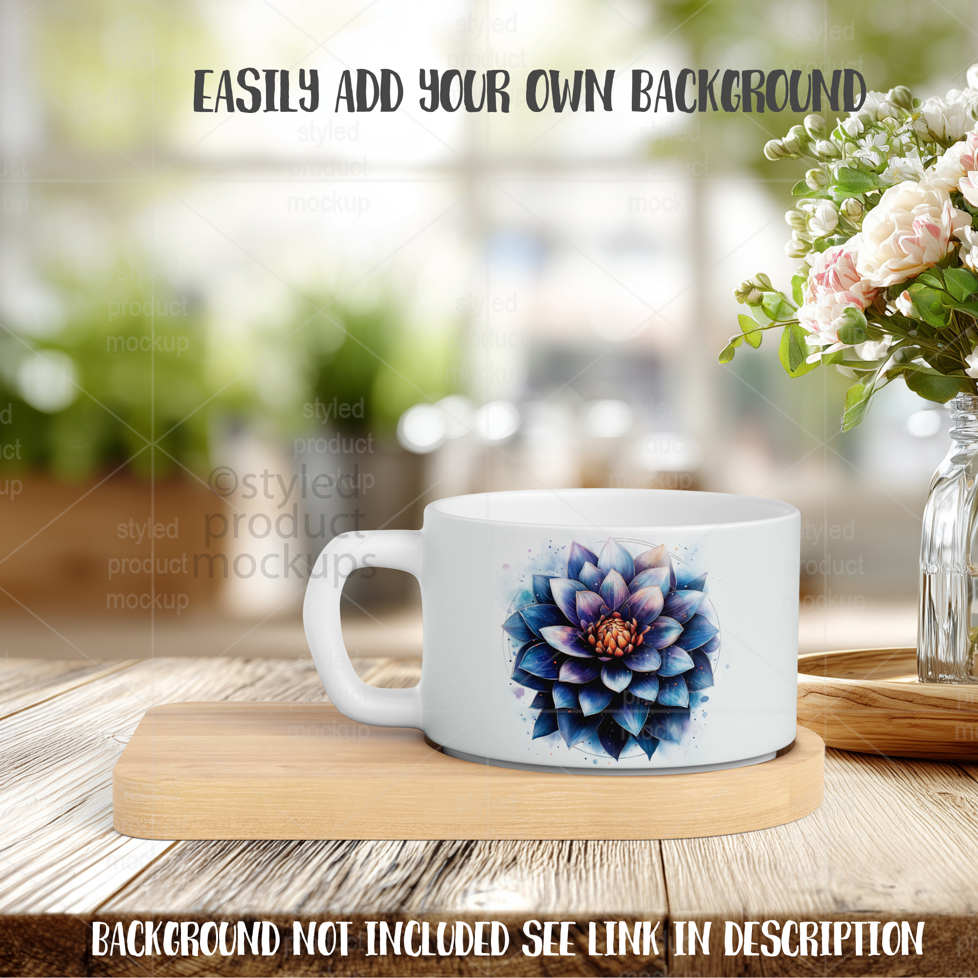 Matte Mug on Bamboo Tray Mockup