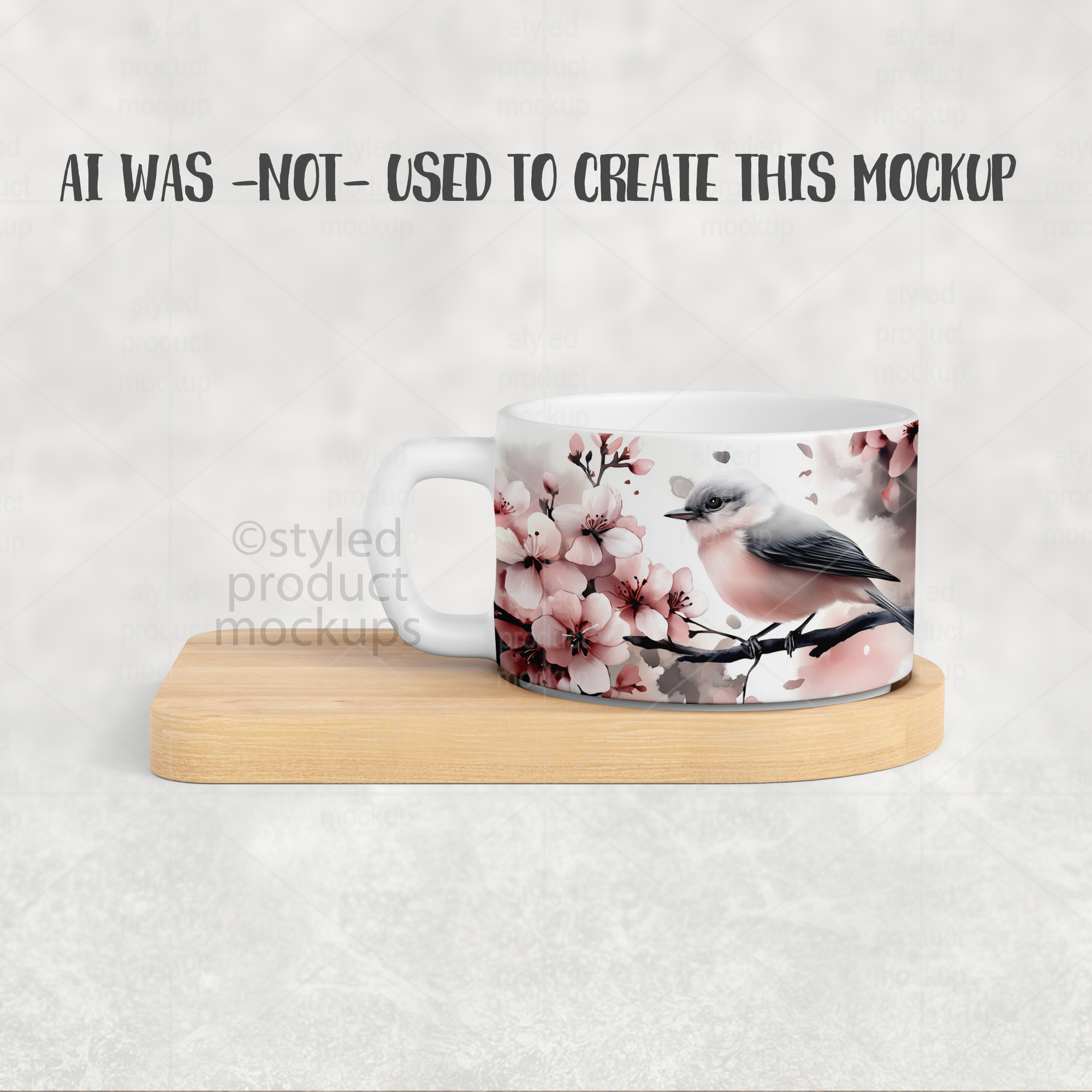 Matte Mug on Bamboo Tray Mockup