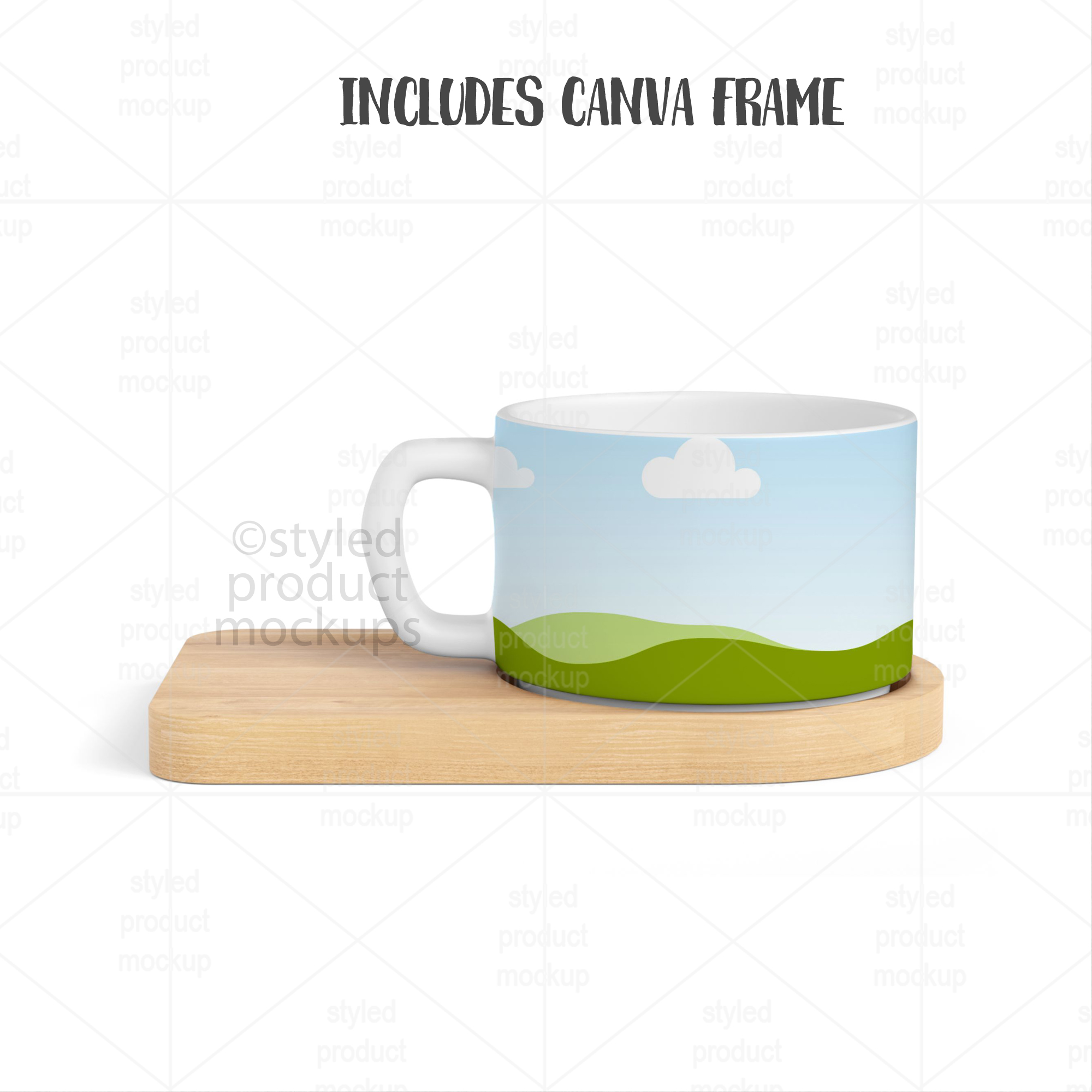 Matte Mug on Bamboo Tray Mockup