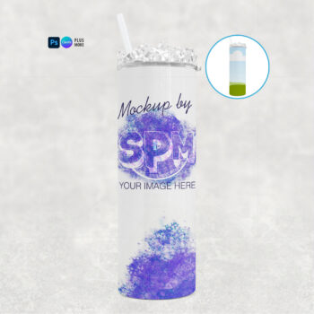 20oz Skinny Tumbler Mockup with Faux Ice Lid