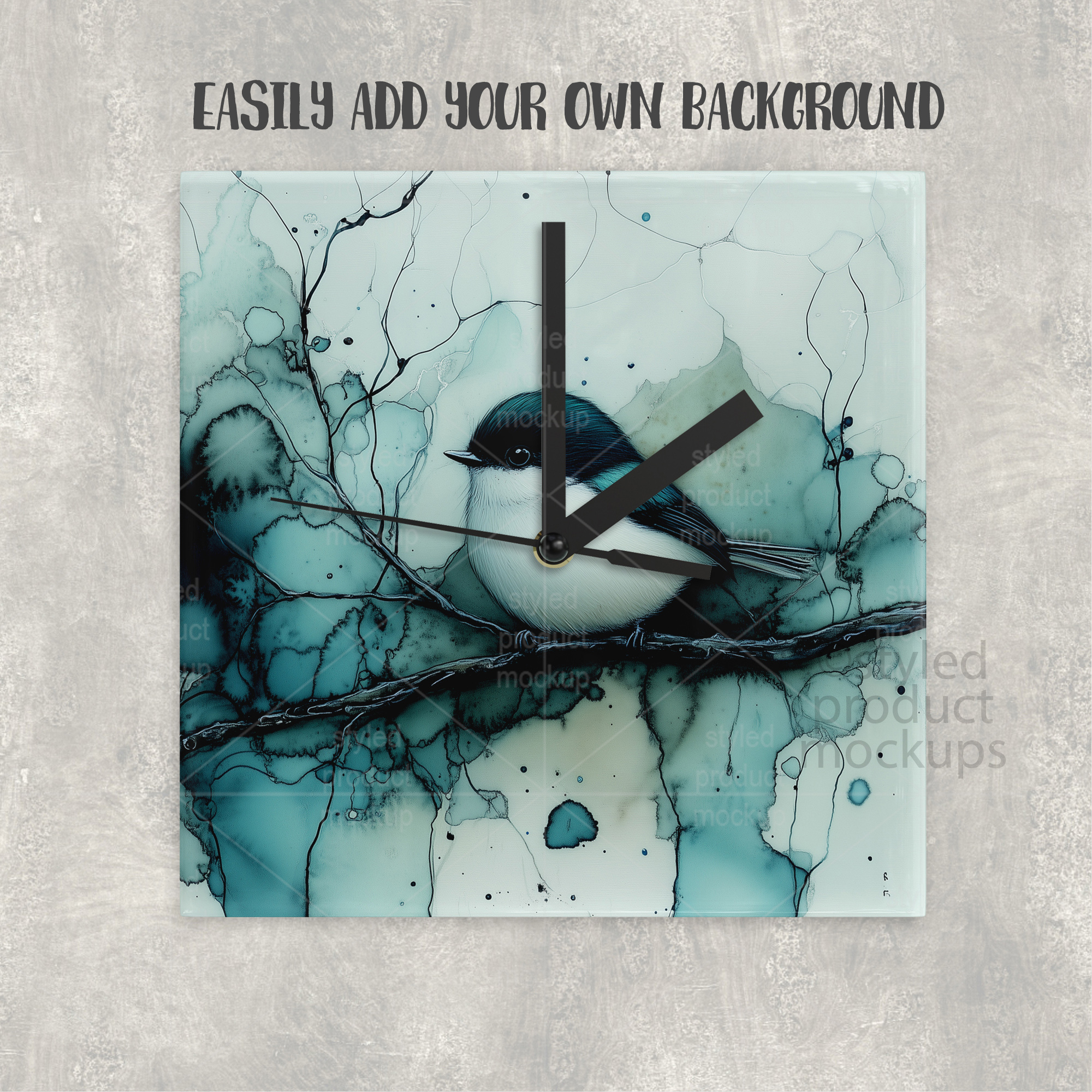 Square Glass Clock Mockup