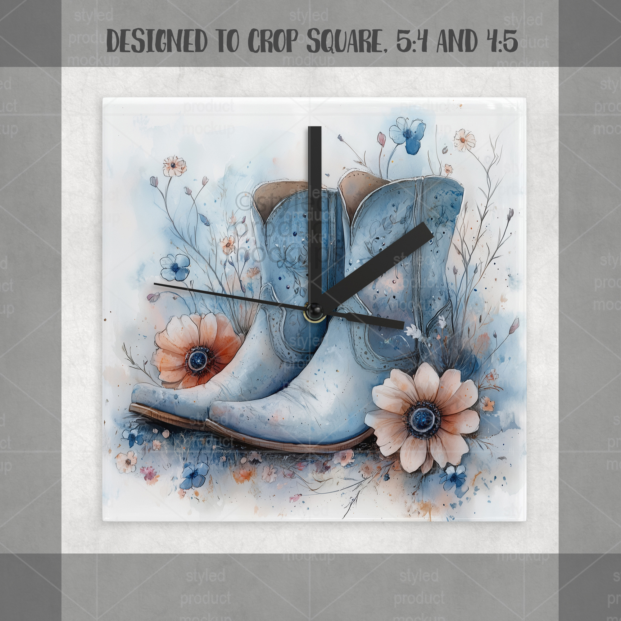 Square Glass Clock Mockup