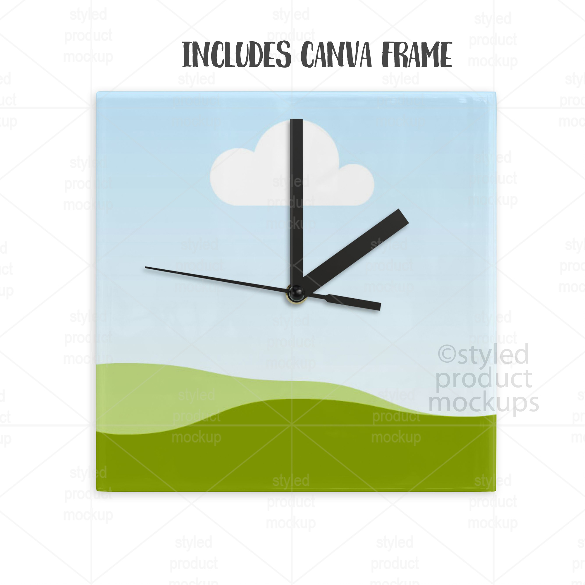 Square Glass Clock Mockup
