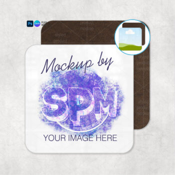 Square Hardboard Coaster Mockup
