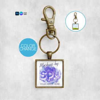 Square Keychain Mockup with Glass Cabochon