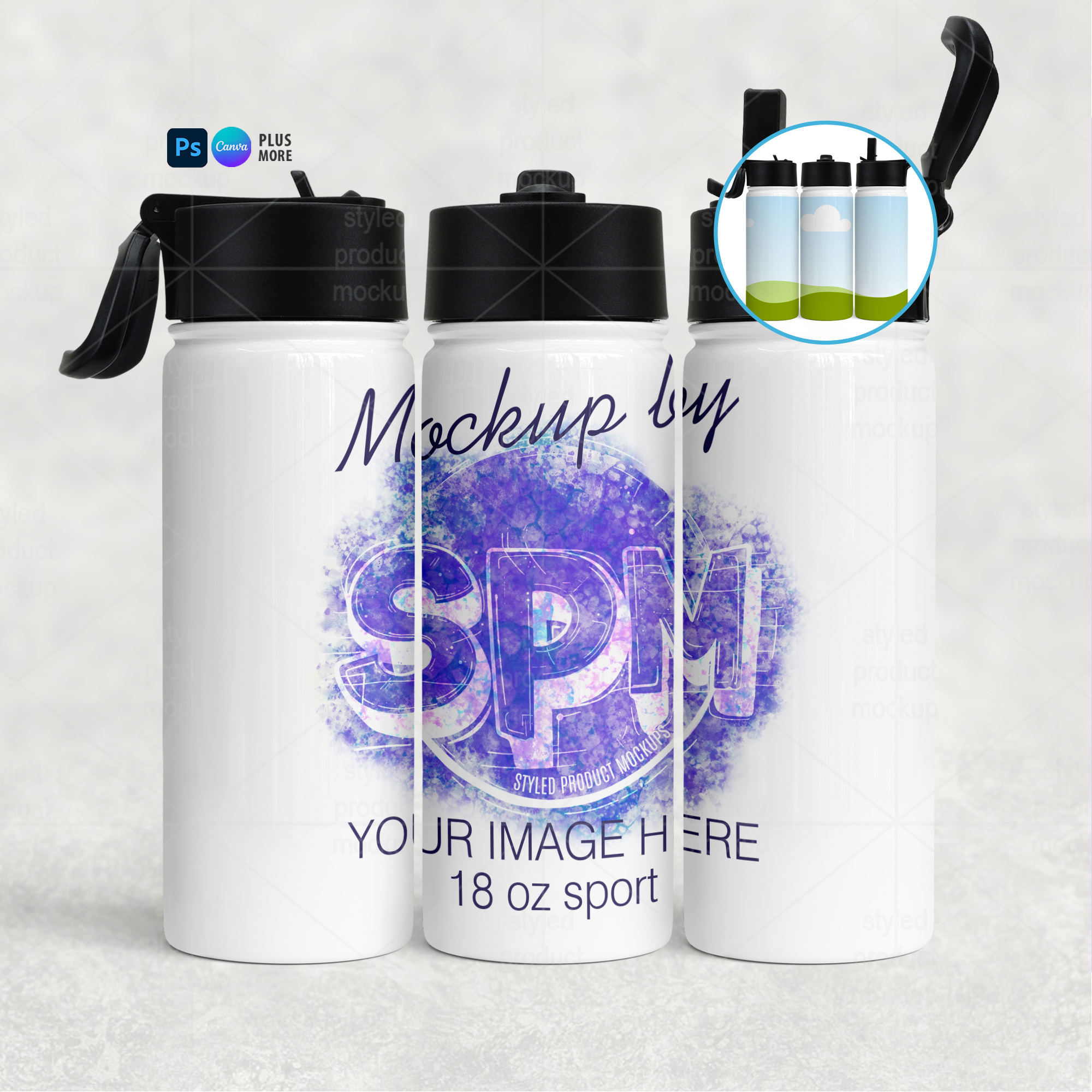 18oz Hydro Sport Water Bottle Mockup