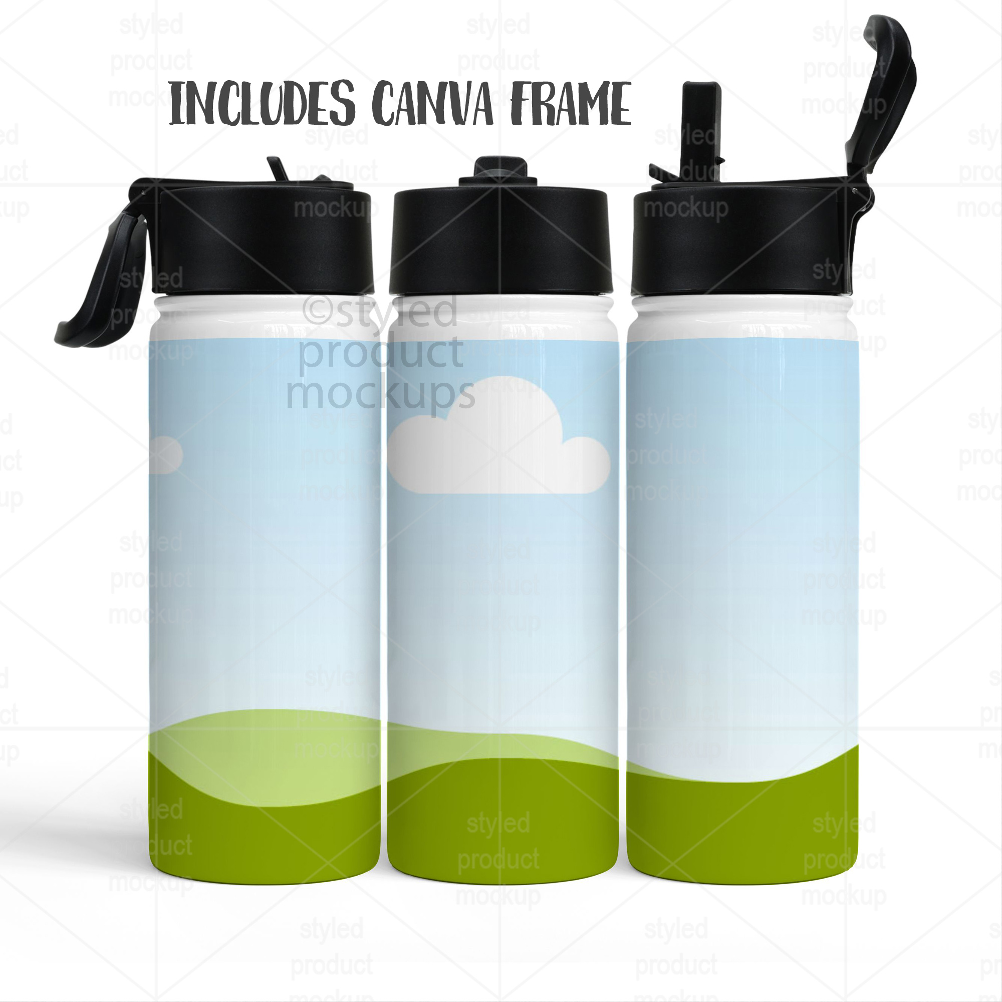 18oz Hydro Sport Water Bottle Mockup