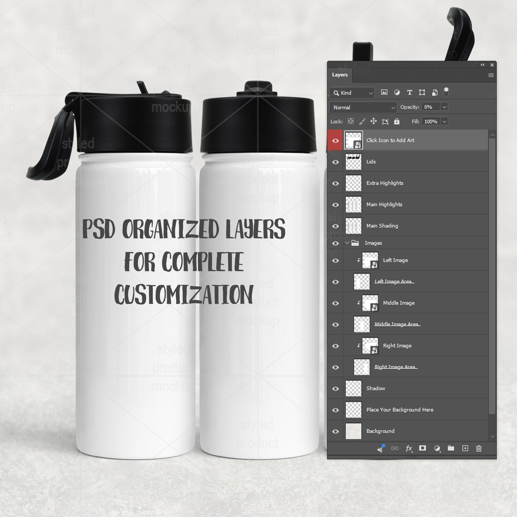18oz Hydro Sport Water Bottle Mockup