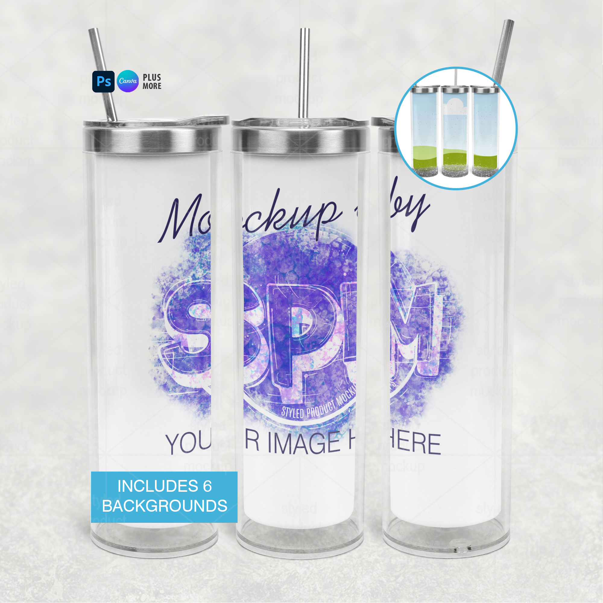 Sublimation 20oz Snow Globe Tumbler Mockup