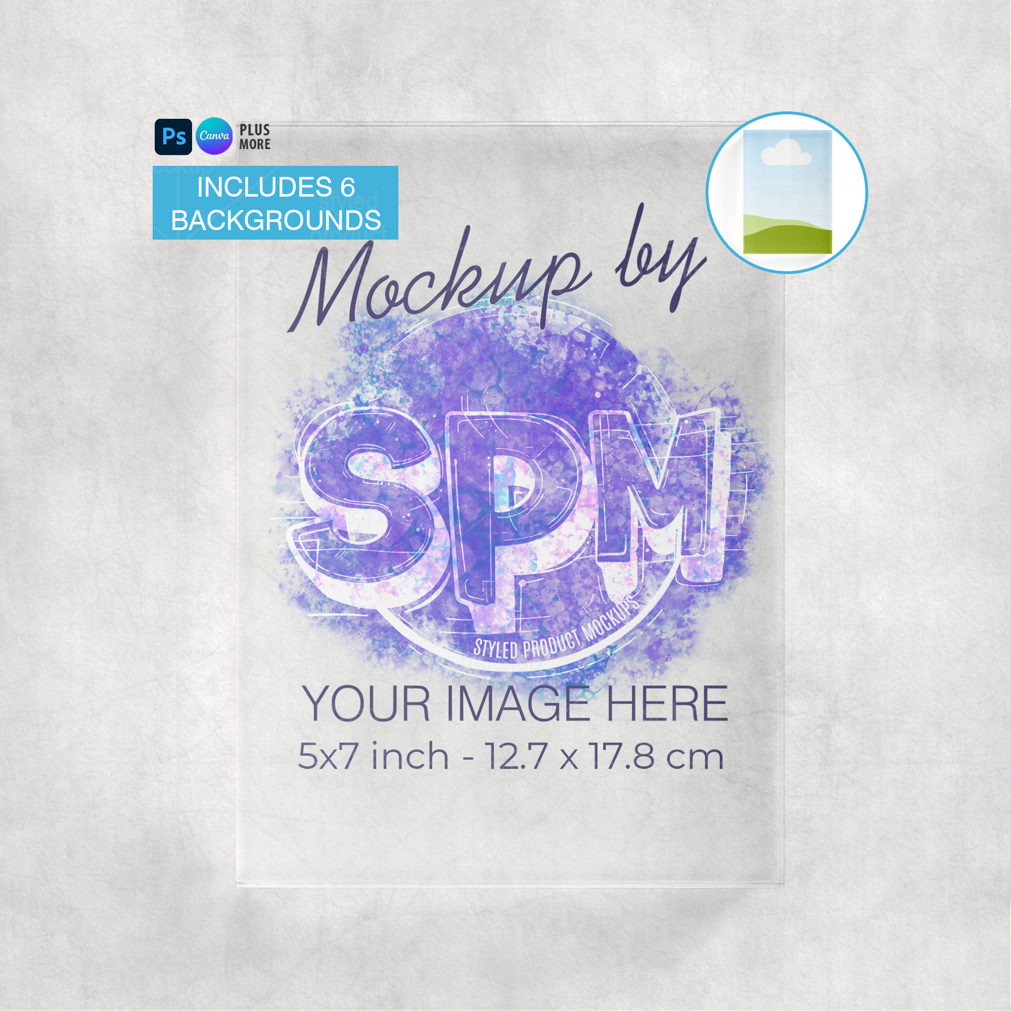 5x7 Clear Acrylic Photo Block Mockup