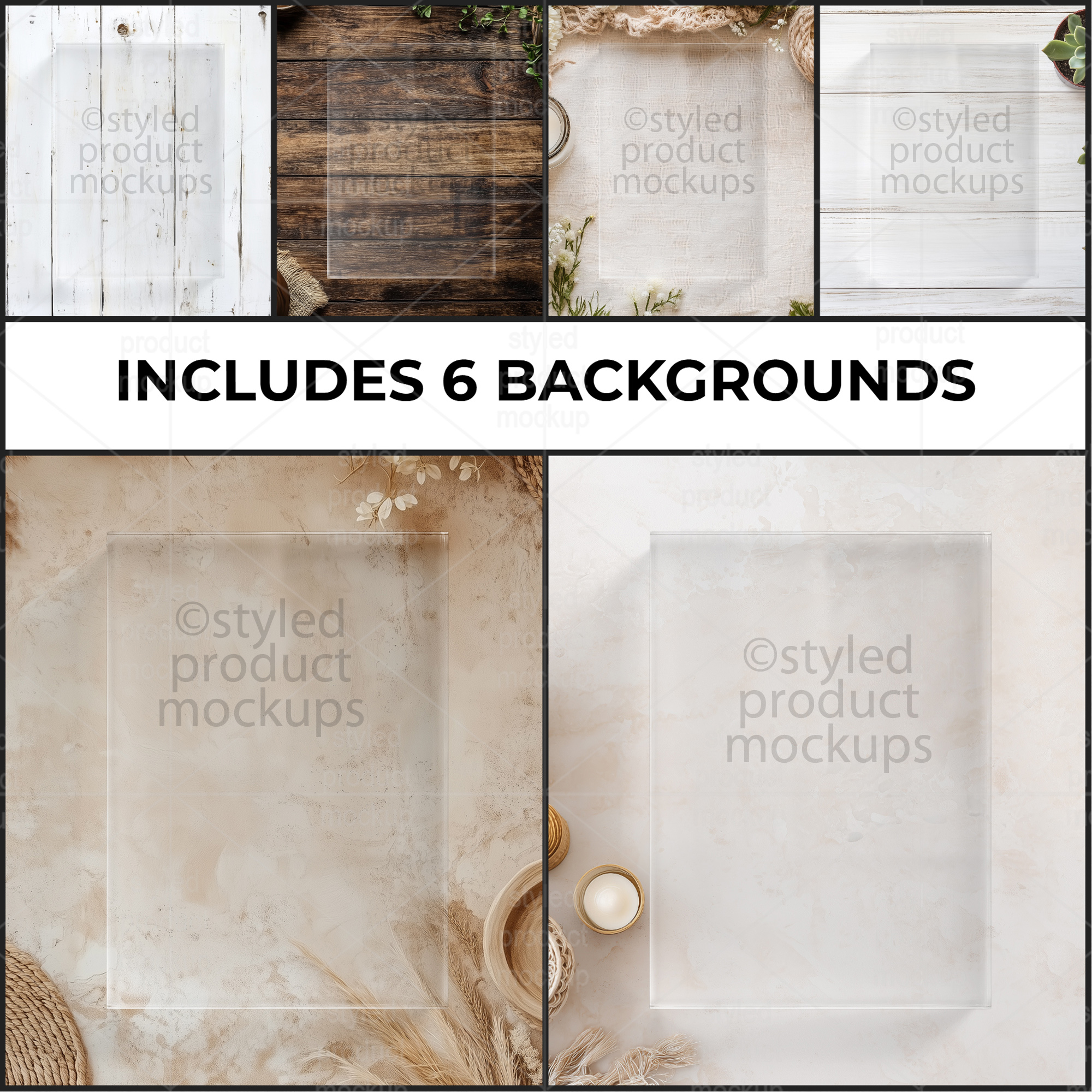 5x7 Clear Acrylic Photo Block Mockup