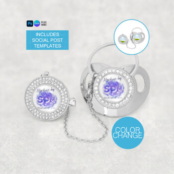 Dye sublimation bling pacifier clip Mockup