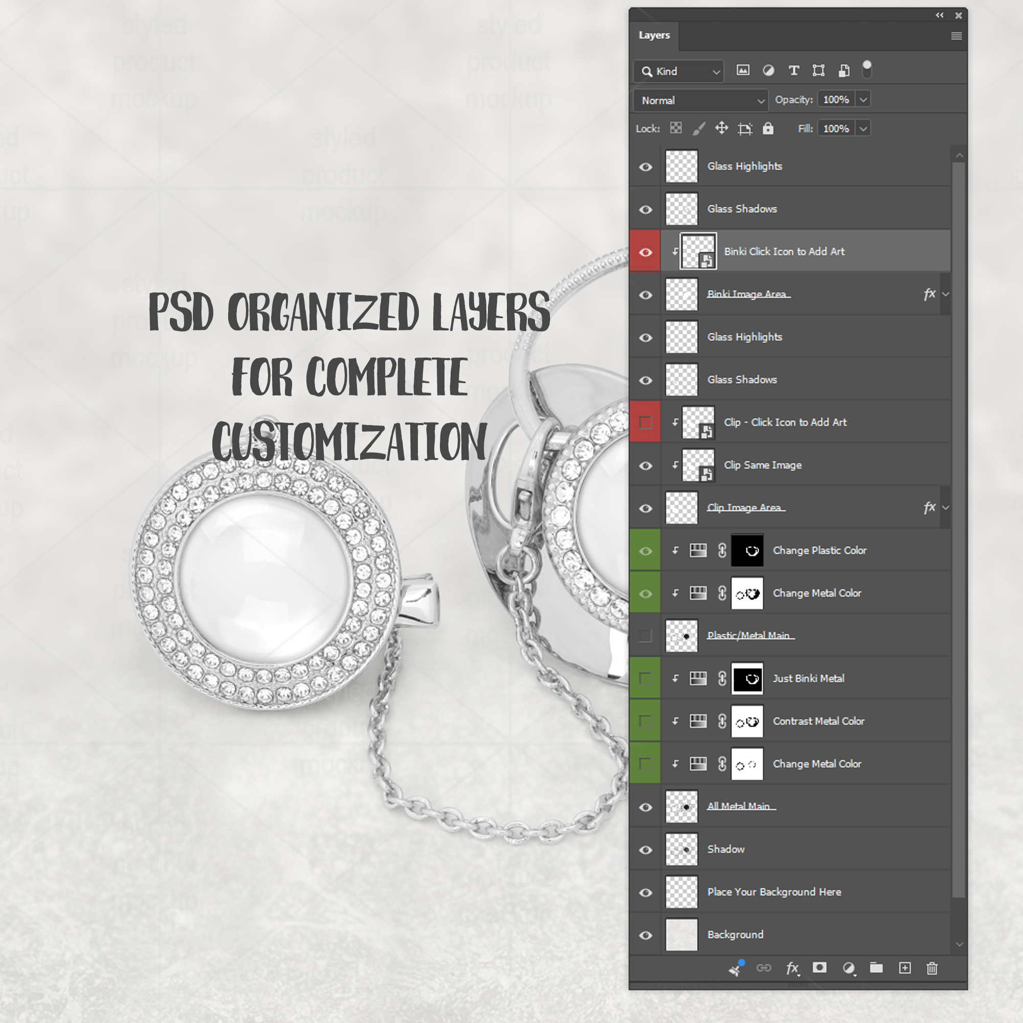 Dye sublimation bling pacifier clip Mockup