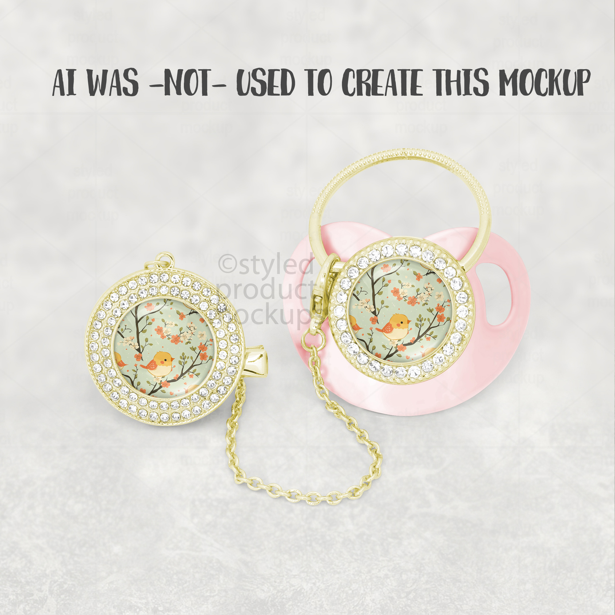 Dye sublimation bling pacifier clip Mockup
