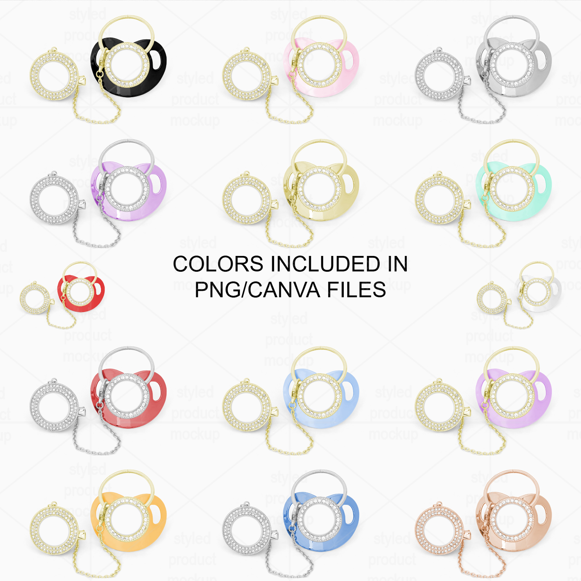 Dye sublimation bling pacifier clip Mockup