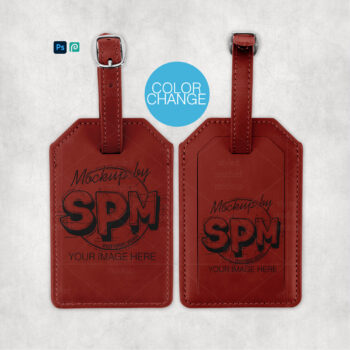 Laserette Leatherette Luggage Tag Mockup