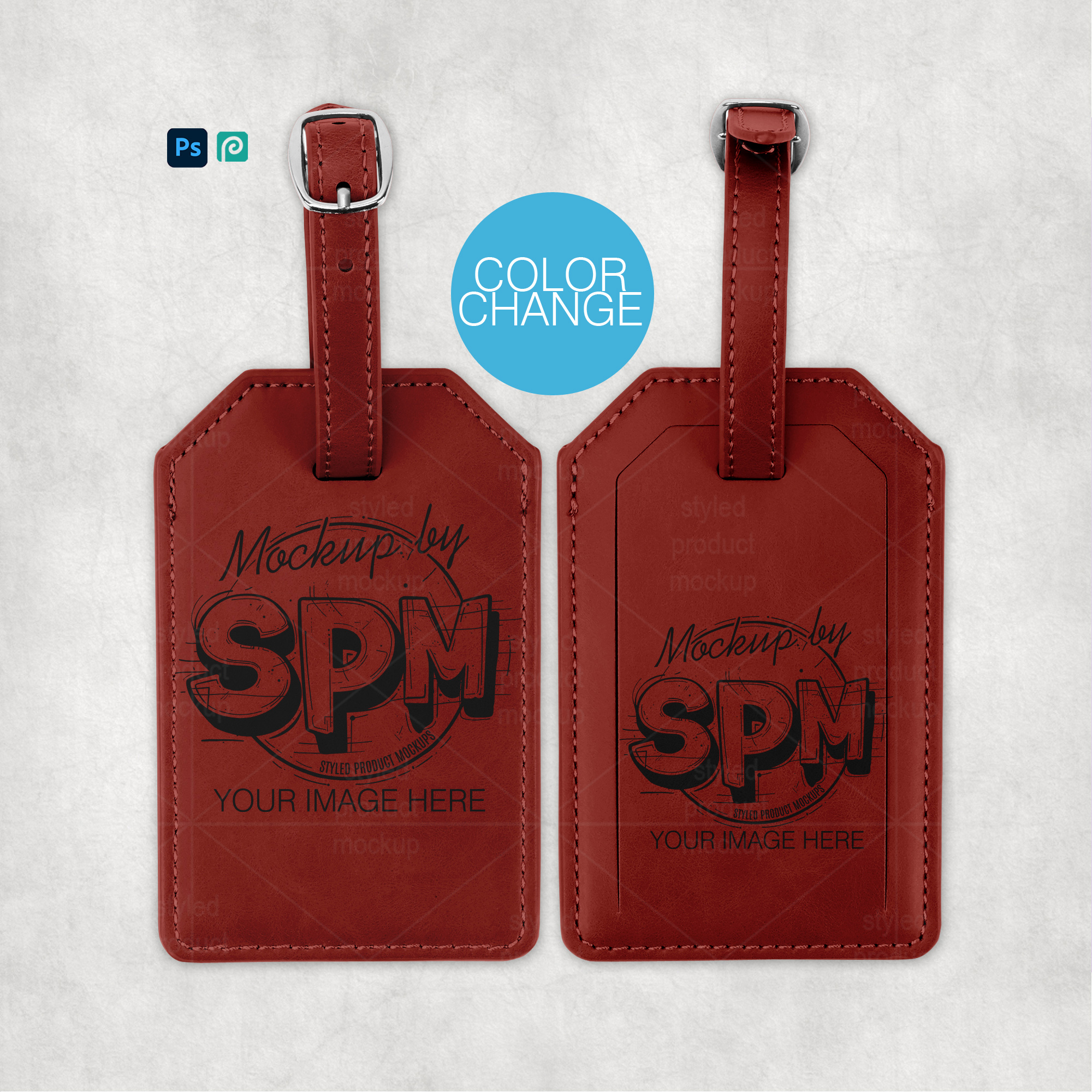 Laserette Leatherette Luggage Tag Mockup