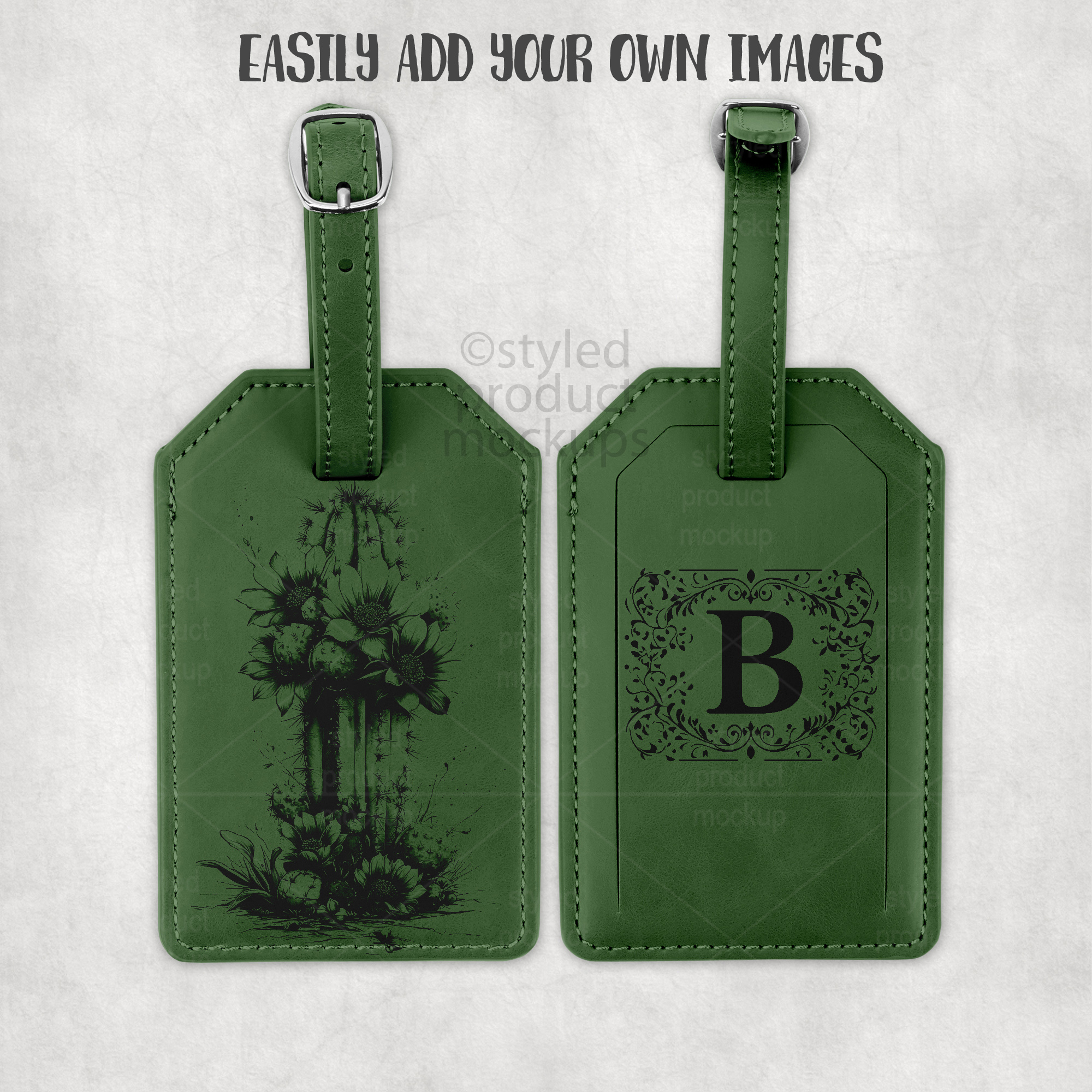Laserette Leatherette Luggage Tag Mockup