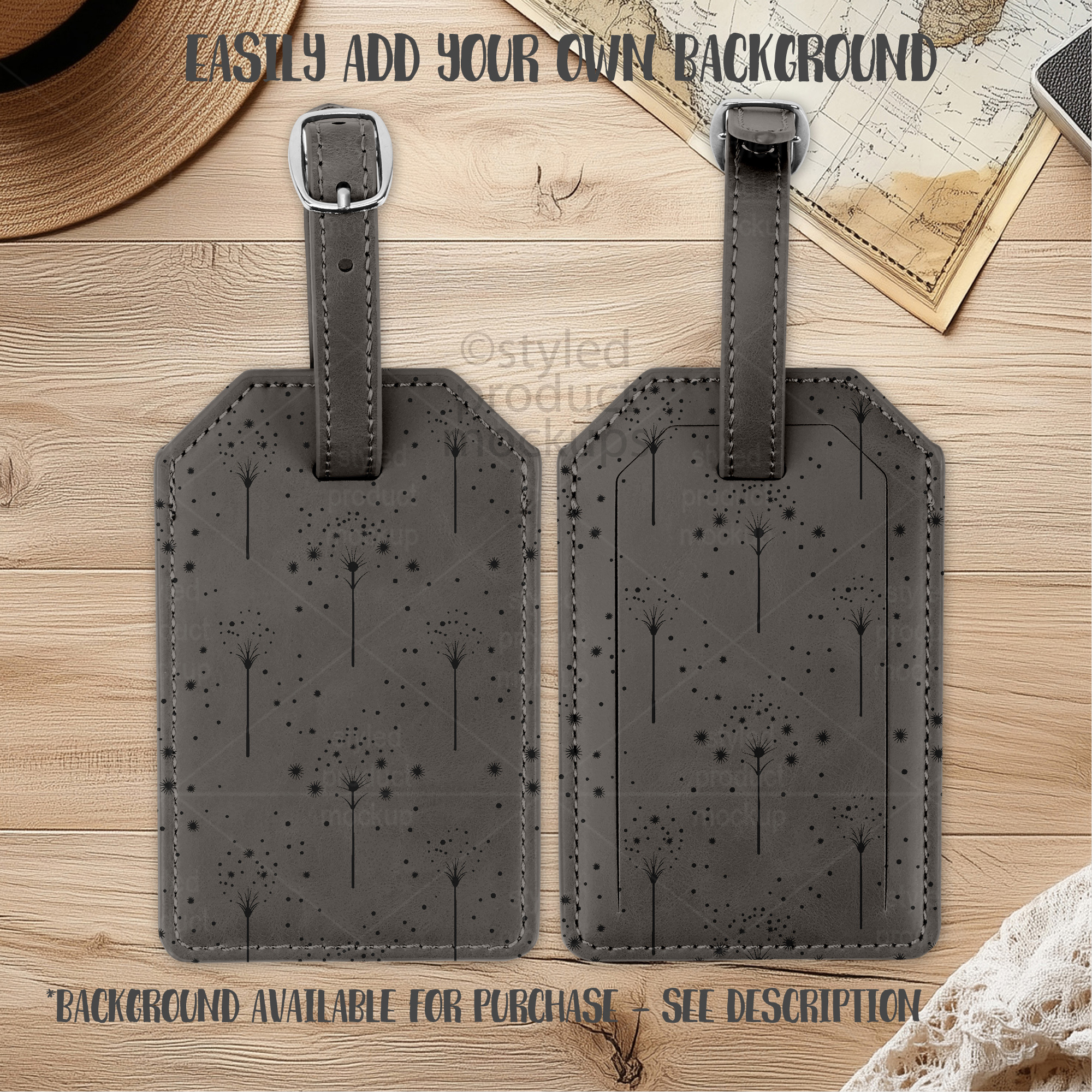 Laserette Leatherette Luggage Tag Mockup