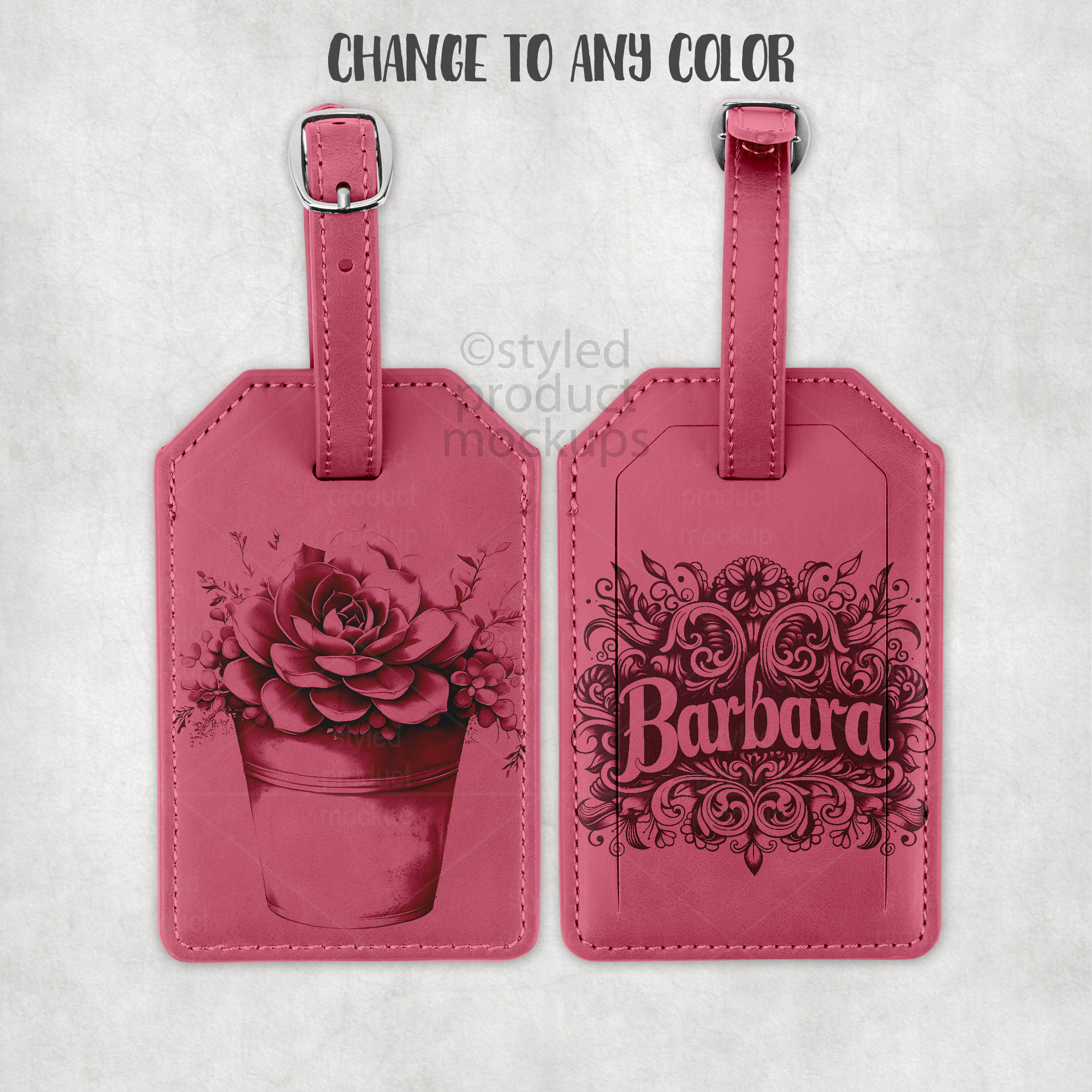 Laserette Leatherette Luggage Tag Mockup