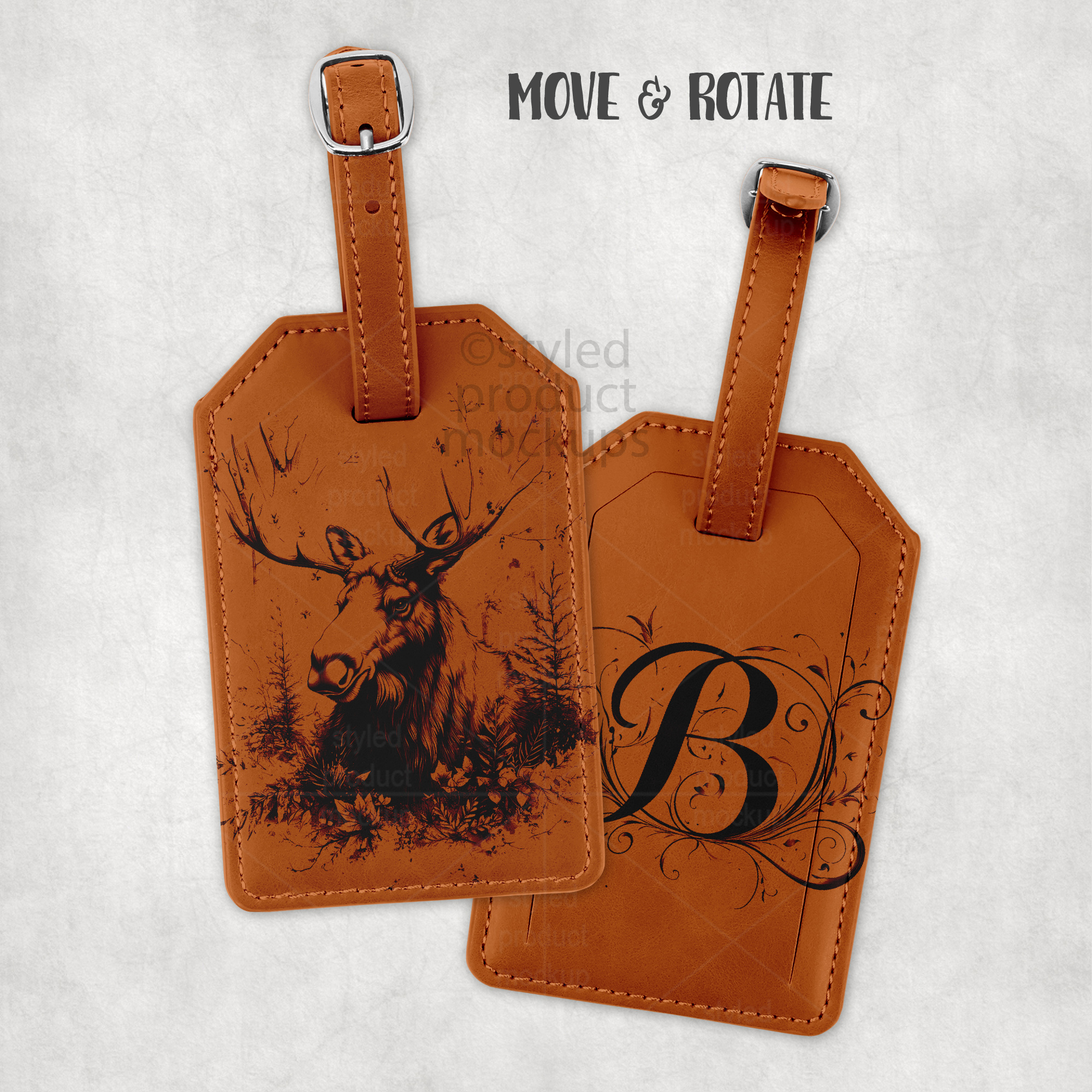 Laserette Leatherette Luggage Tag Mockup