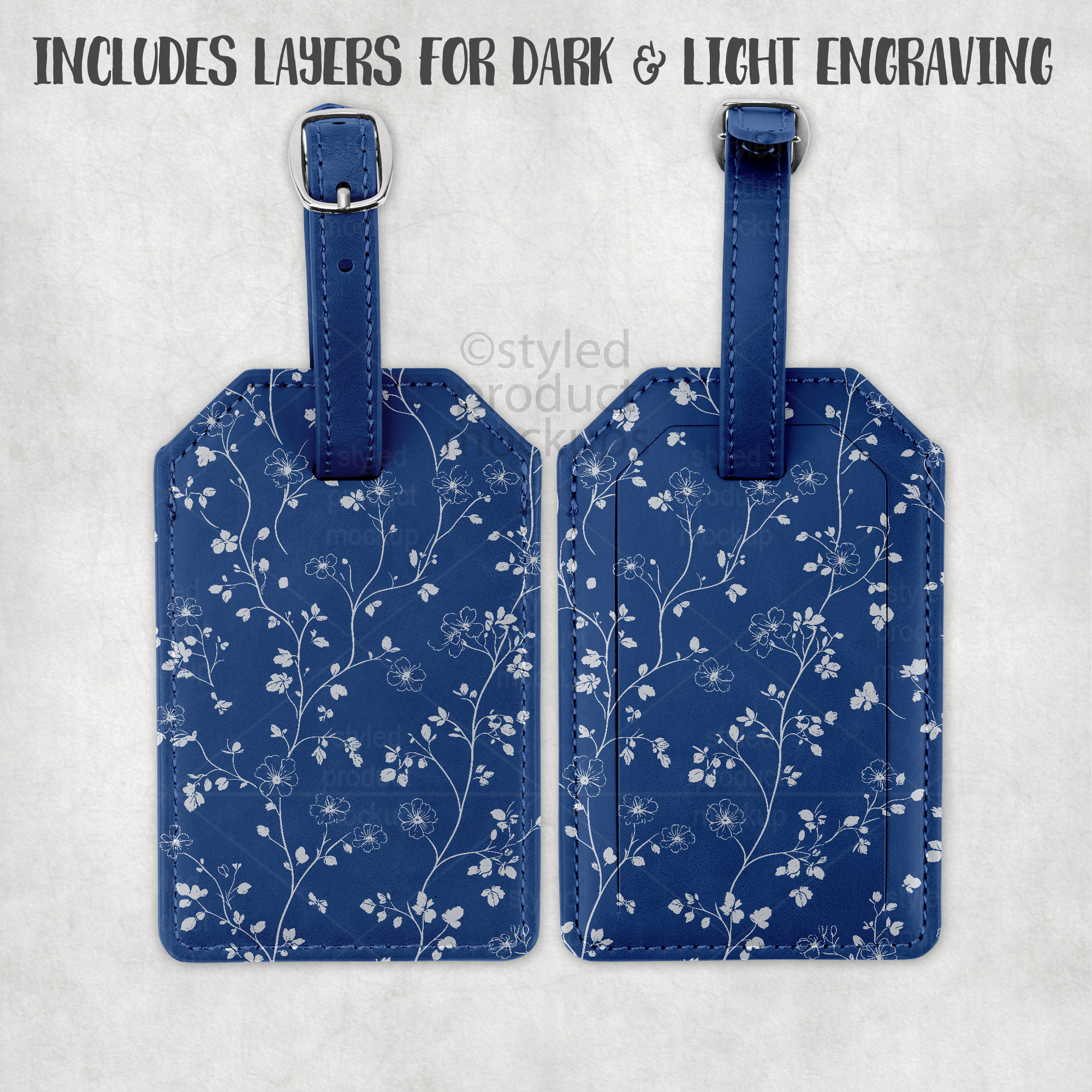 Laserette Leatherette Luggage Tag Mockup