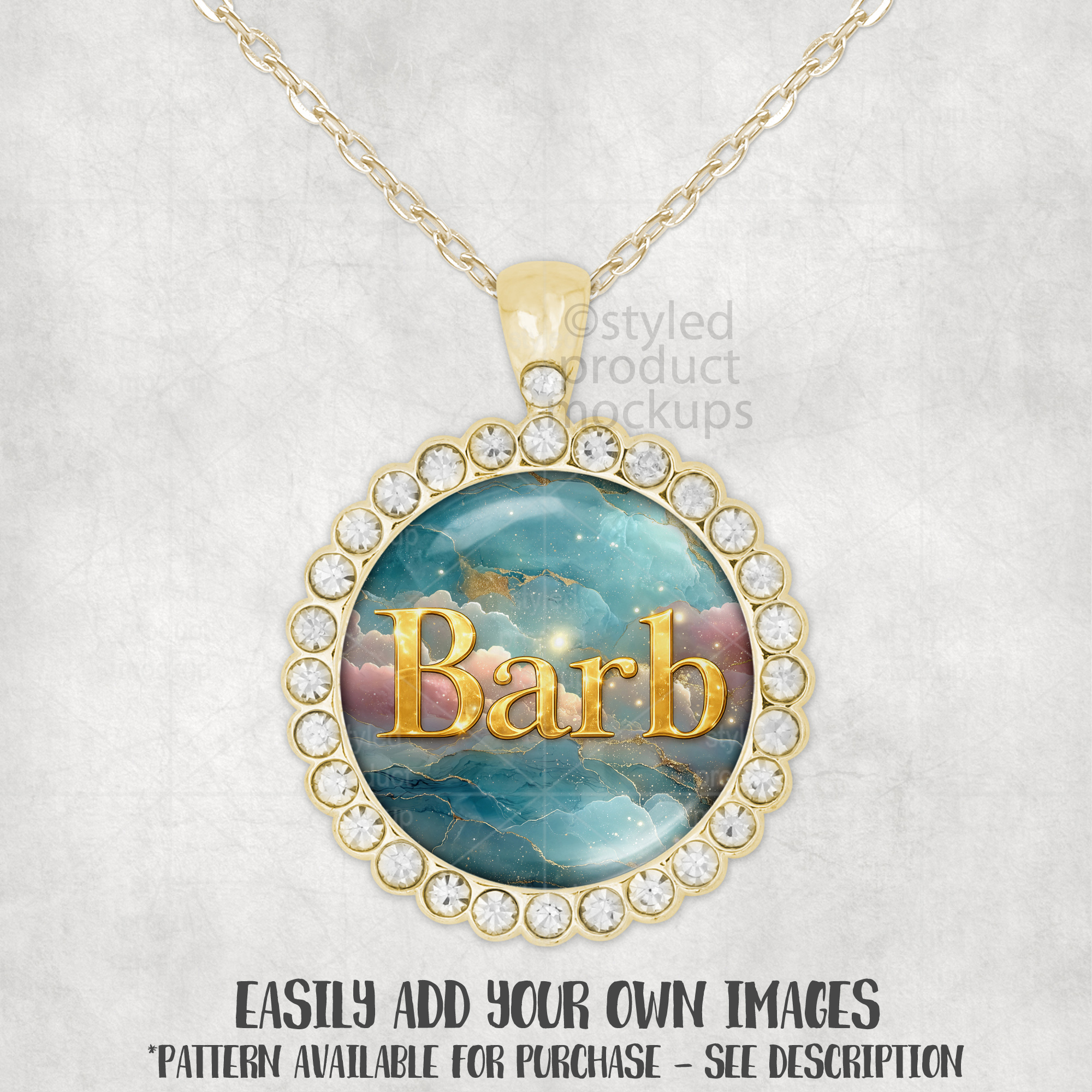 Round Rhinestone Pendant Mockup