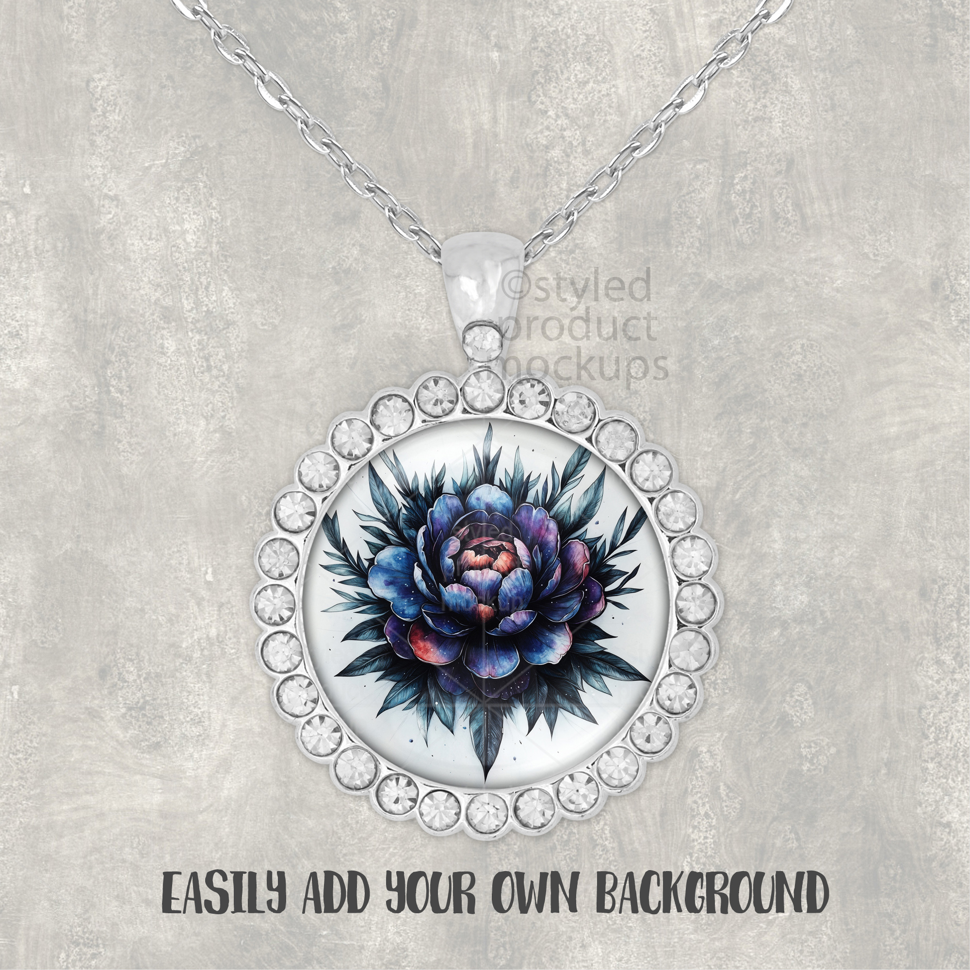 Round Rhinestone Pendant Mockup