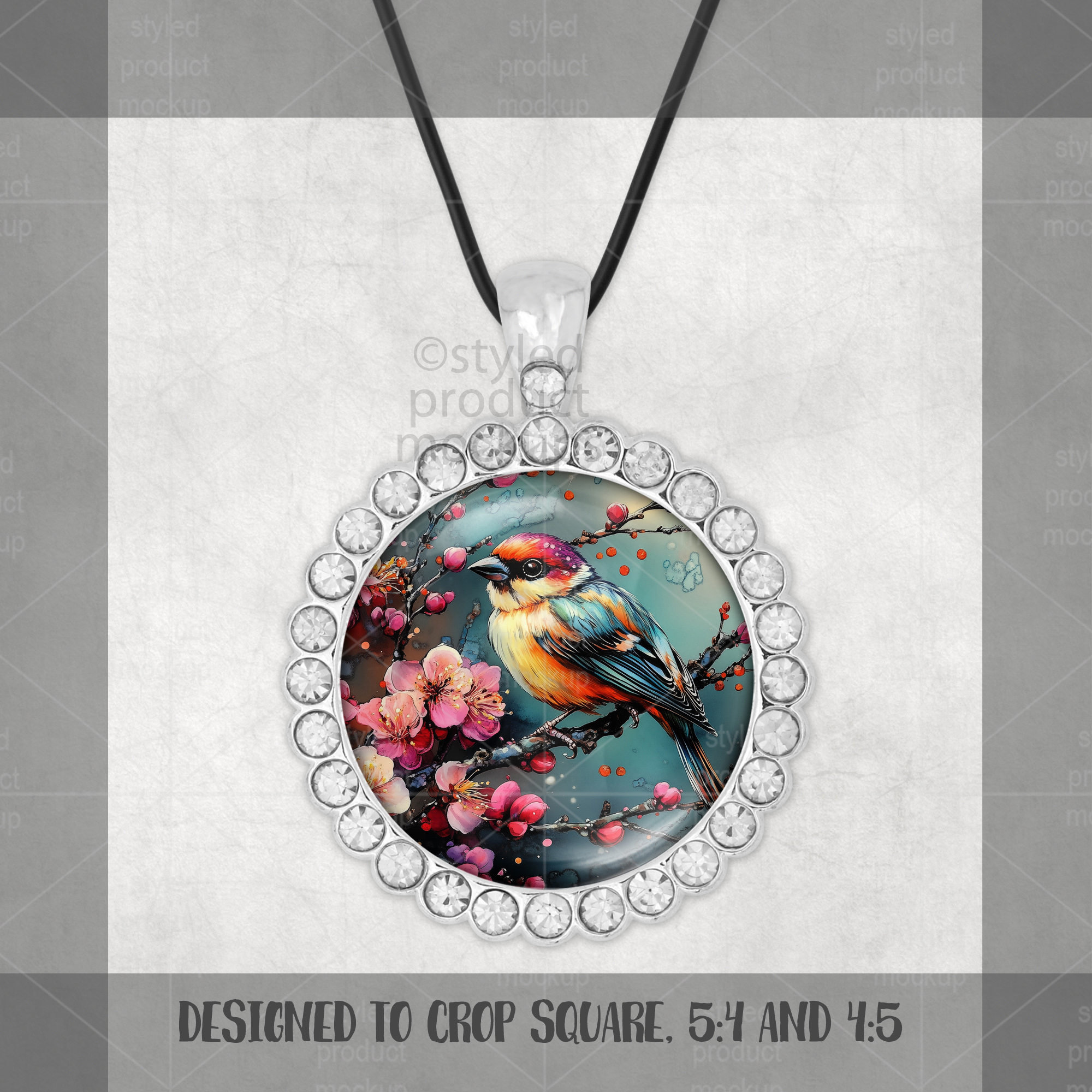 Round Rhinestone Pendant Mockup