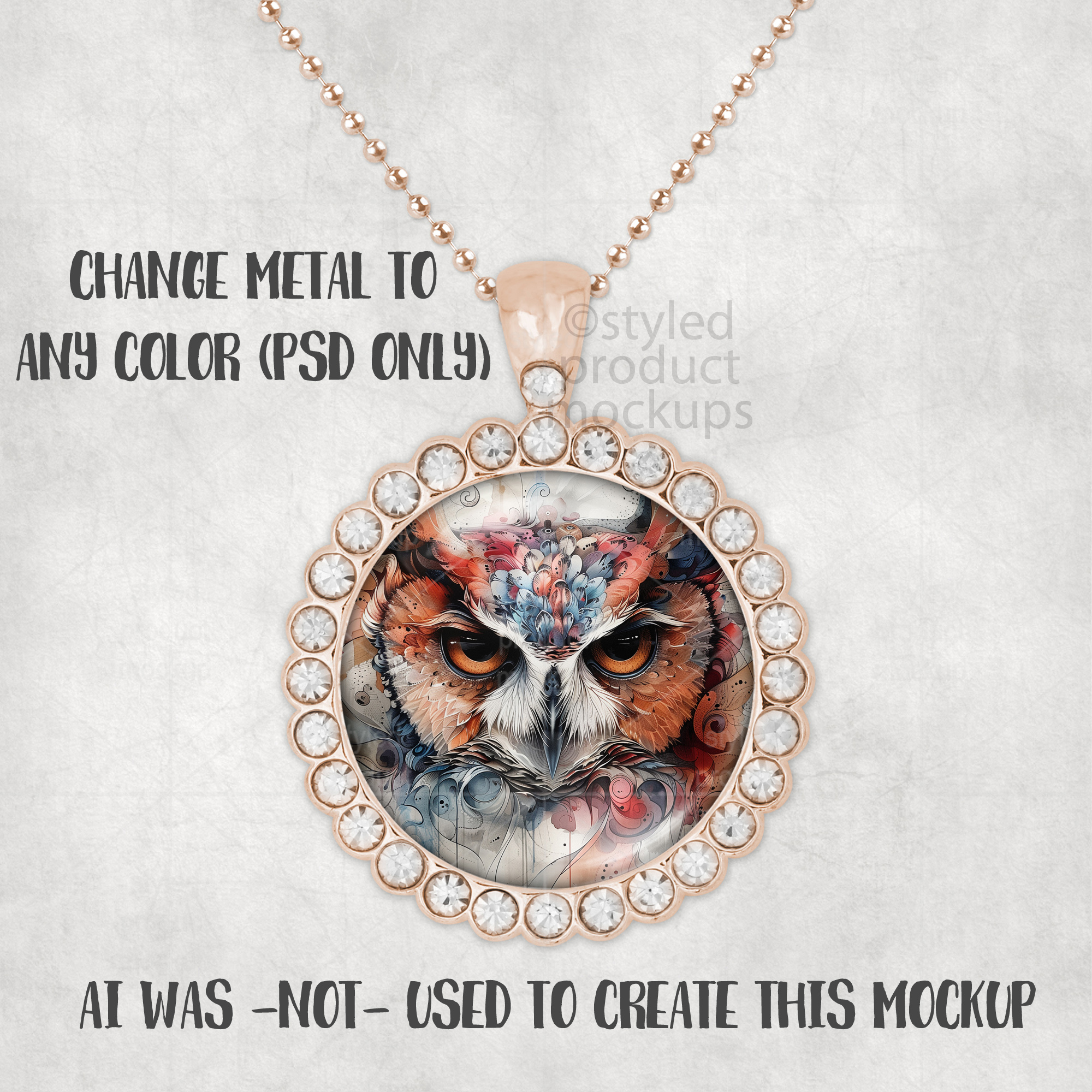 Round Rhinestone Pendant Mockup