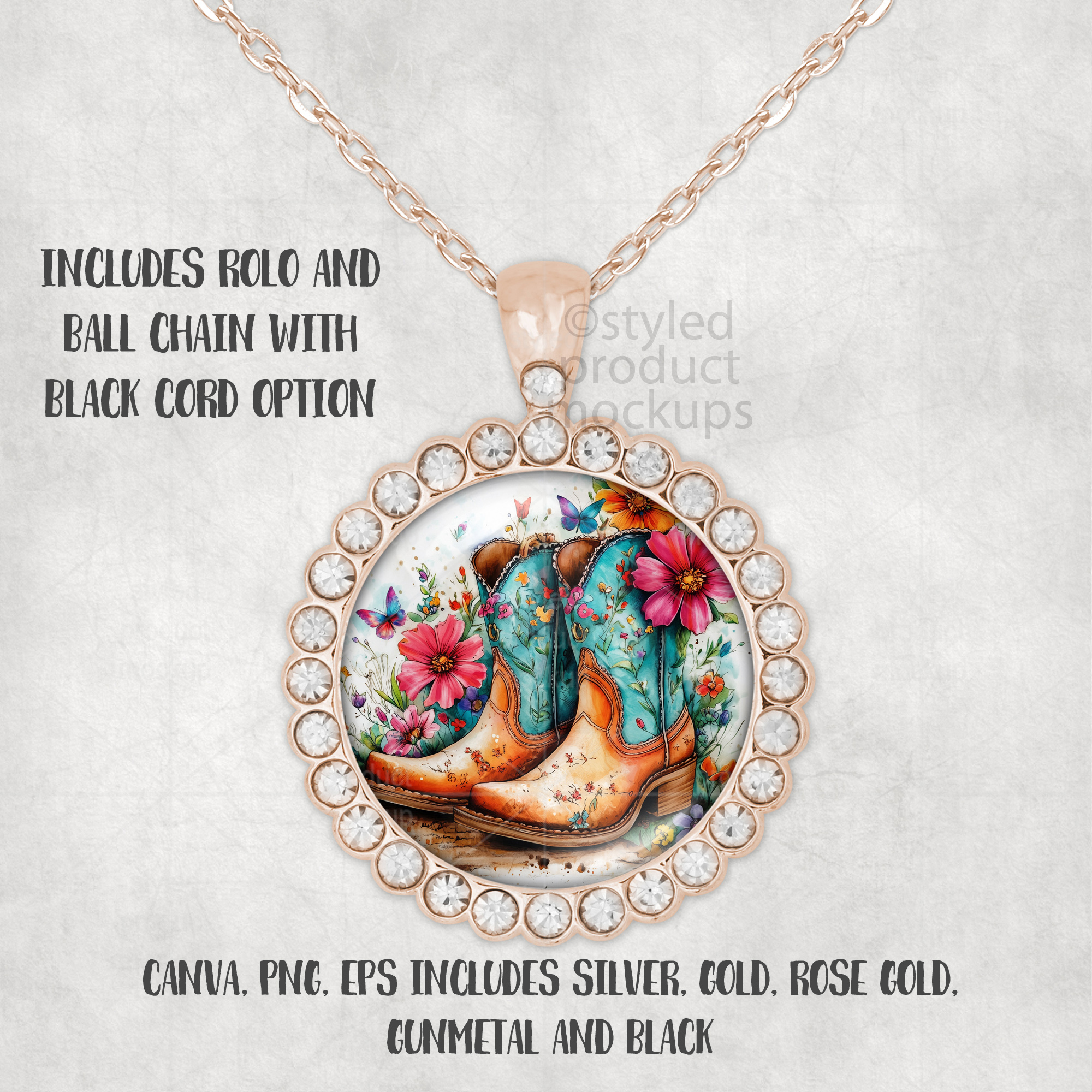 Round Rhinestone Pendant Mockup
