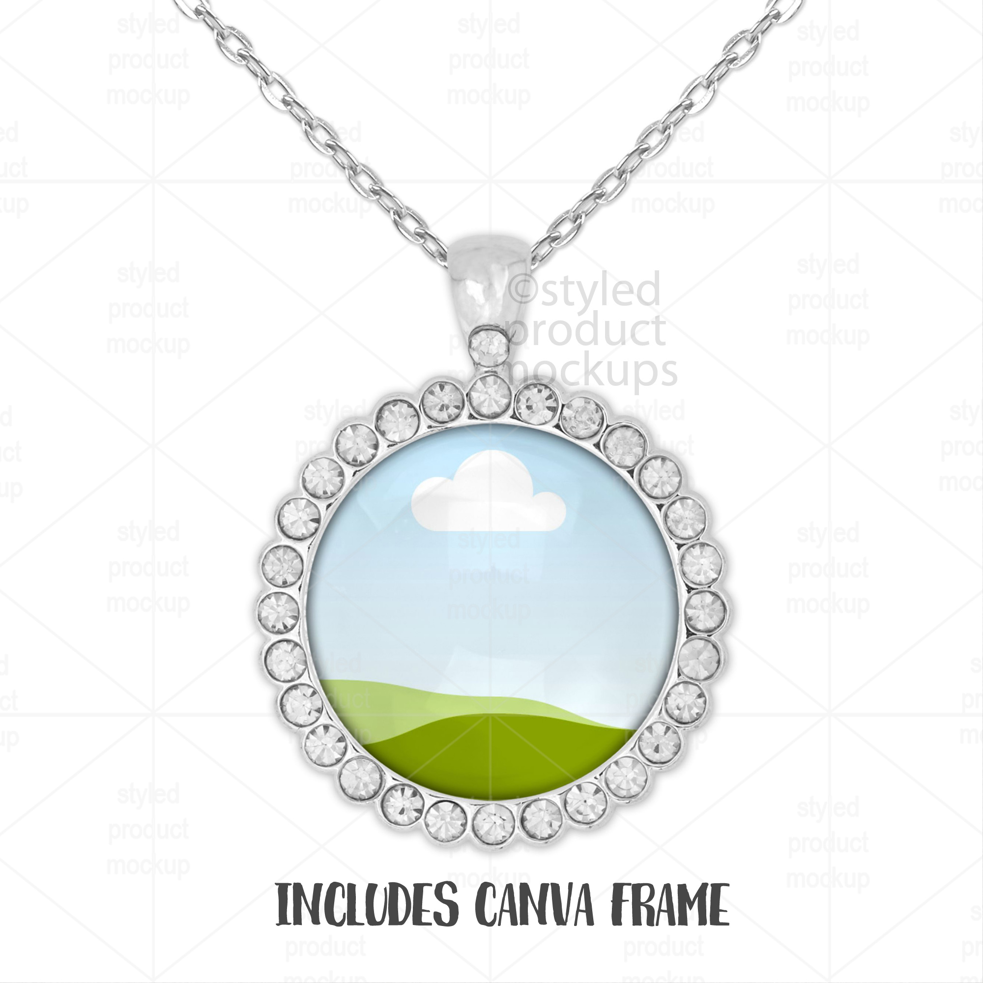 Round Rhinestone Pendant Mockup
