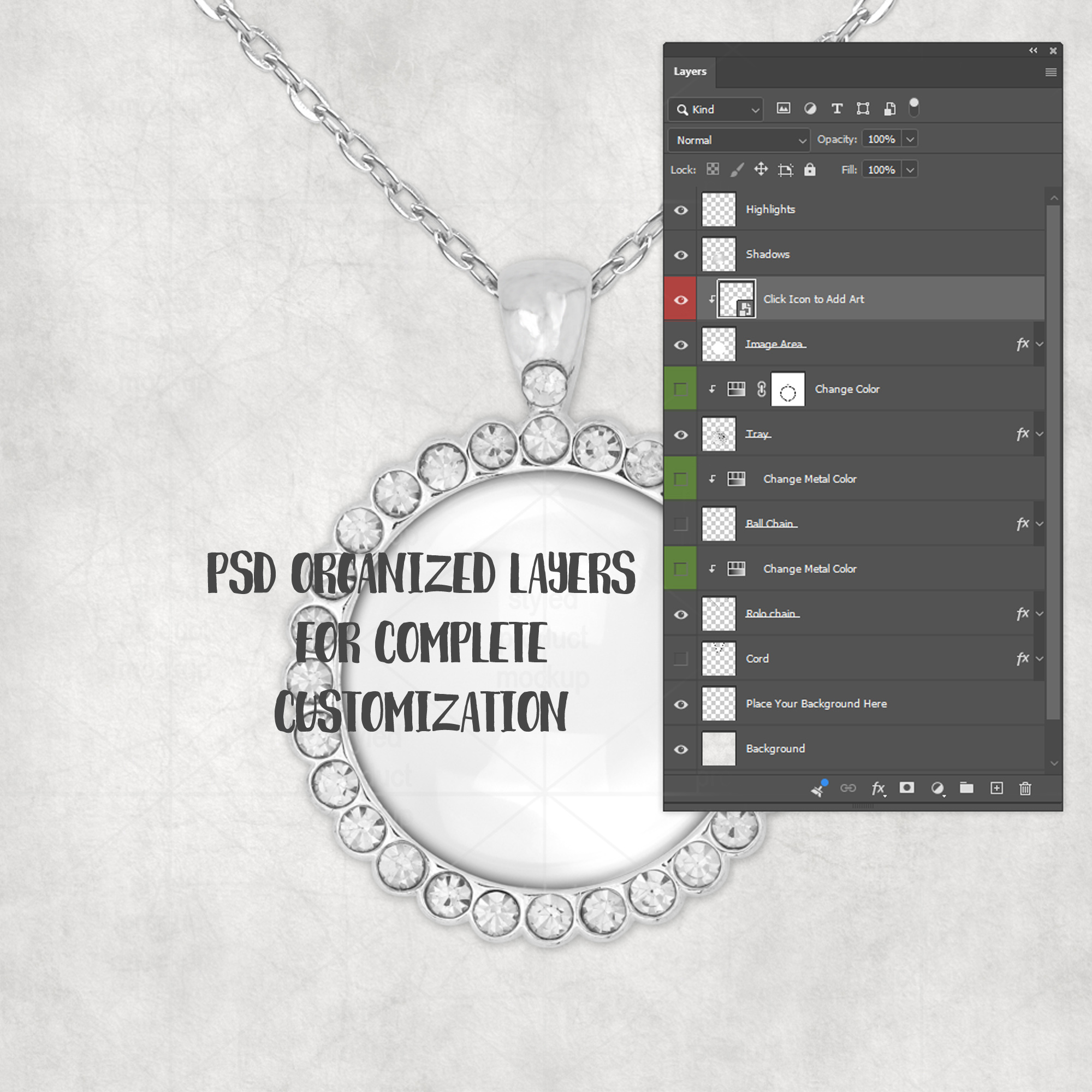 Round Rhinestone Pendant Mockup