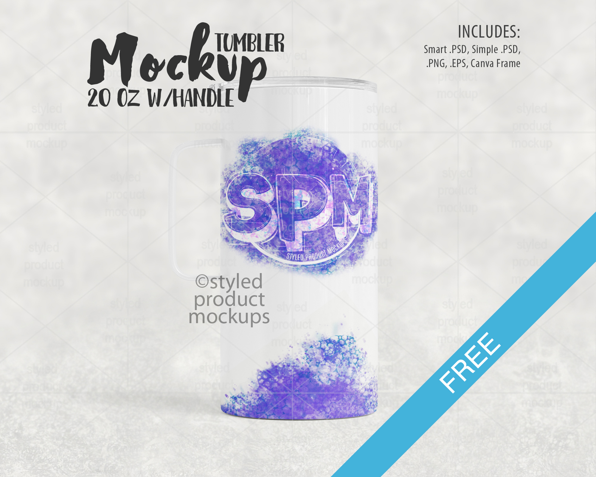Free 20oz Tumbler Mockup