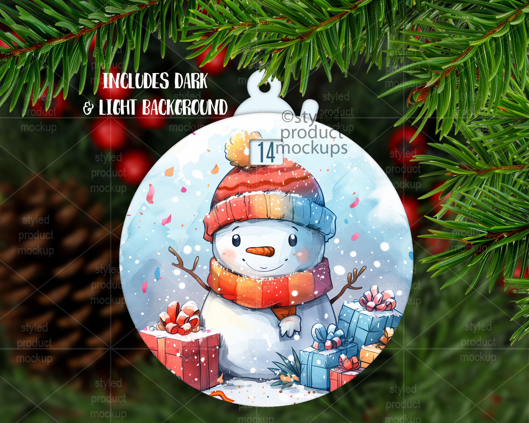 Free Christmas Ornament Mockup